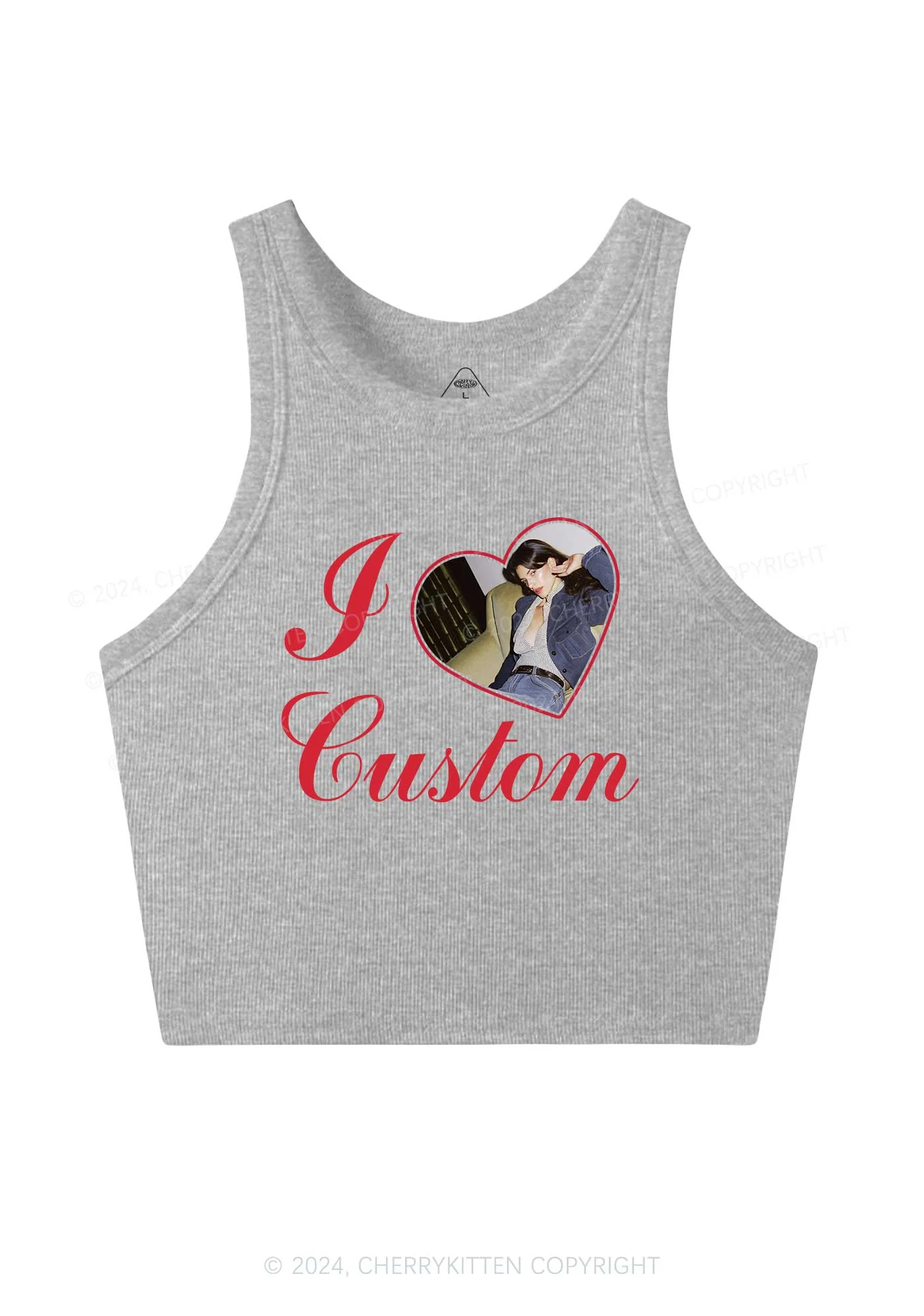 I Love Custom Name Y2K Valentine's Day Crop Tank Top Cherrykitten - Image 5