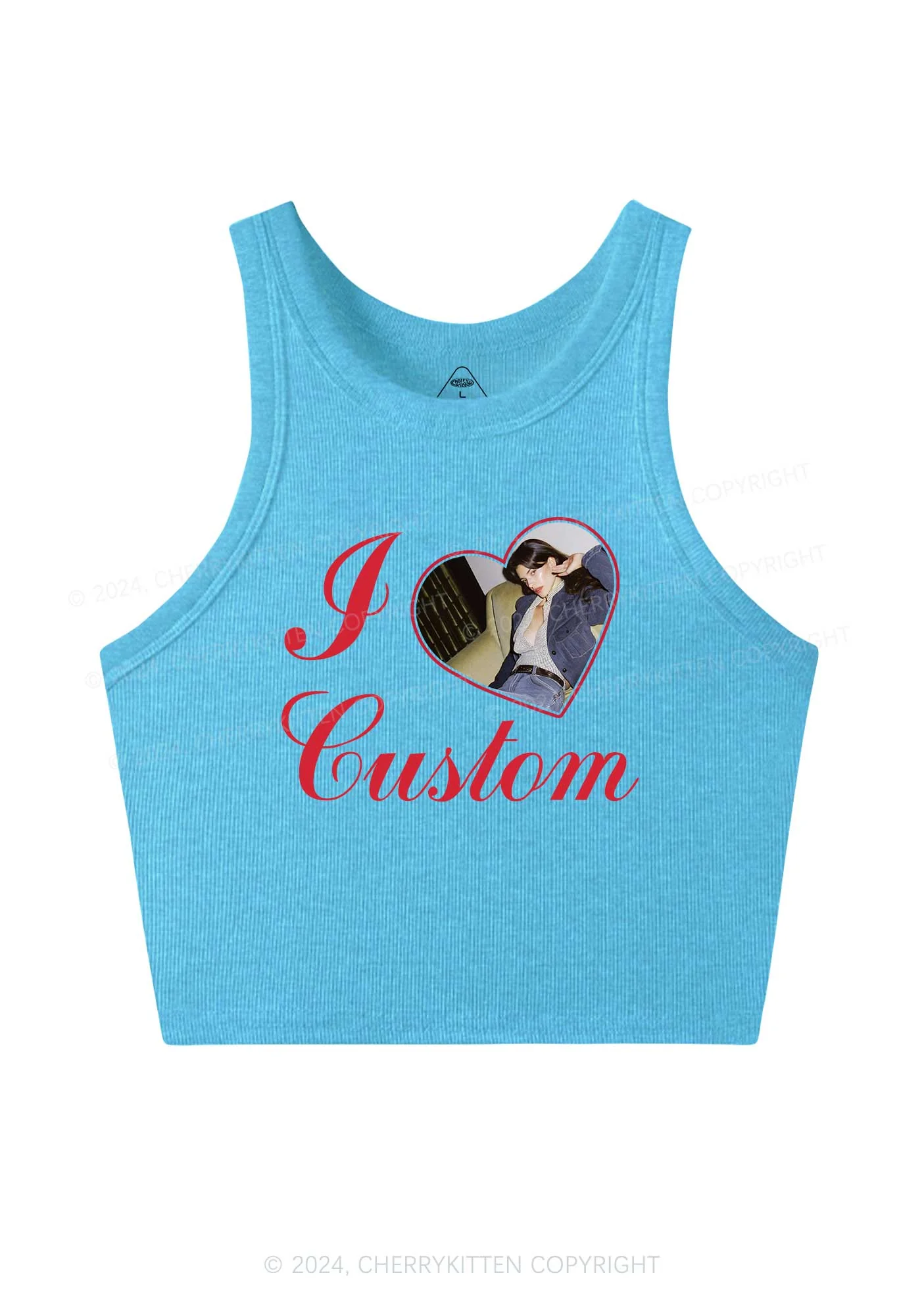 I Love Custom Name Y2K Valentine's Day Crop Tank Top Cherrykitten - Image 6