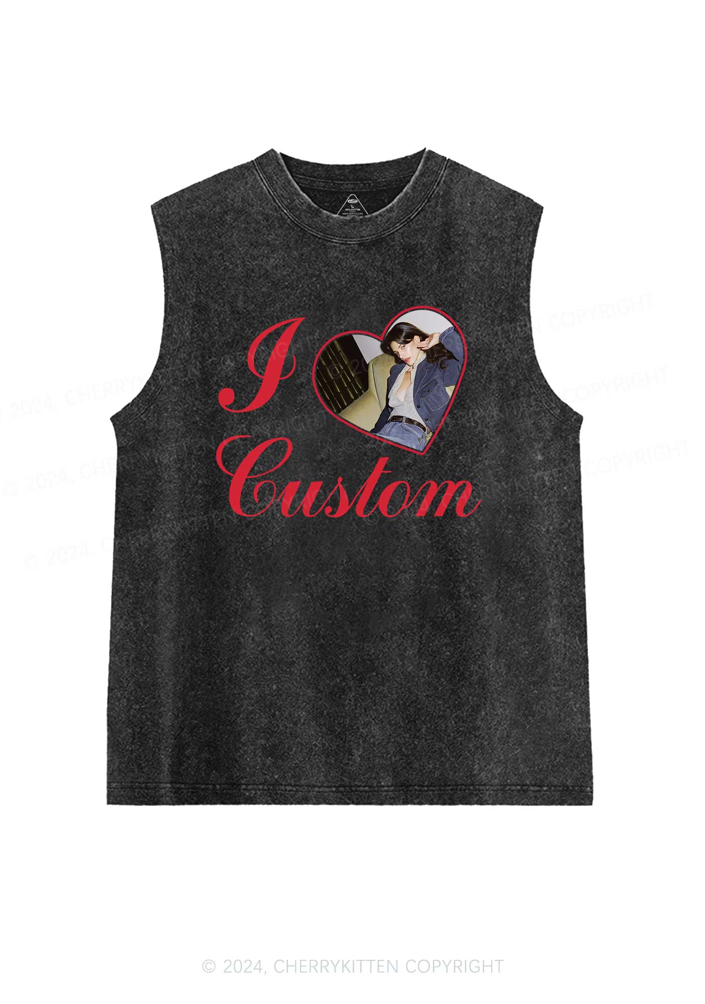 I Love Custom Name Y2K Valentine's Day Washed Tank Cherrykitten - Image 4