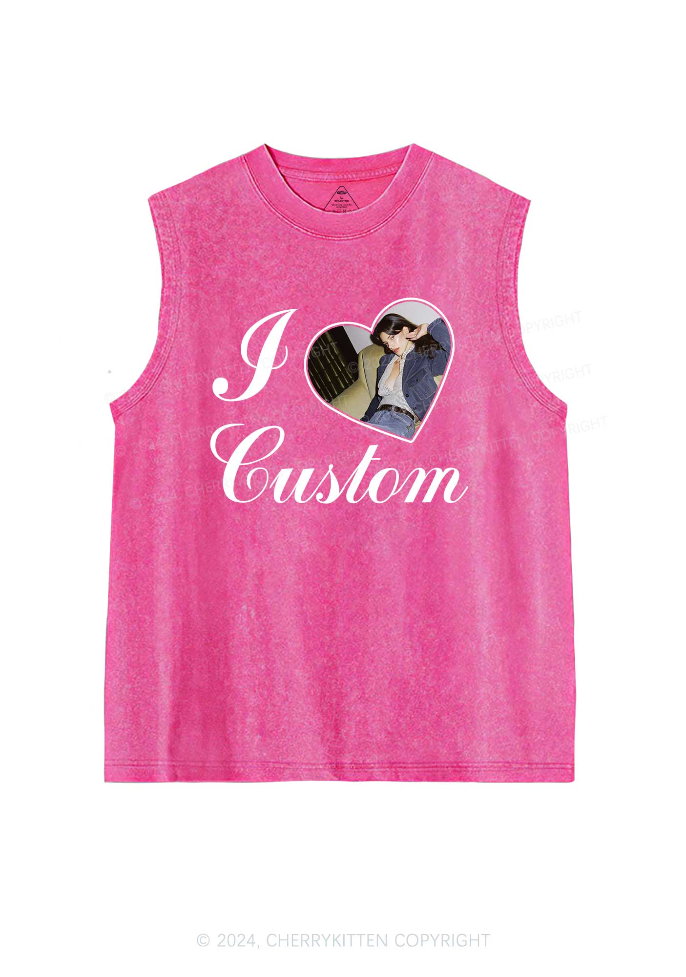 I Love Custom Name Y2K Valentine's Day Washed Tank Cherrykitten - Image 5