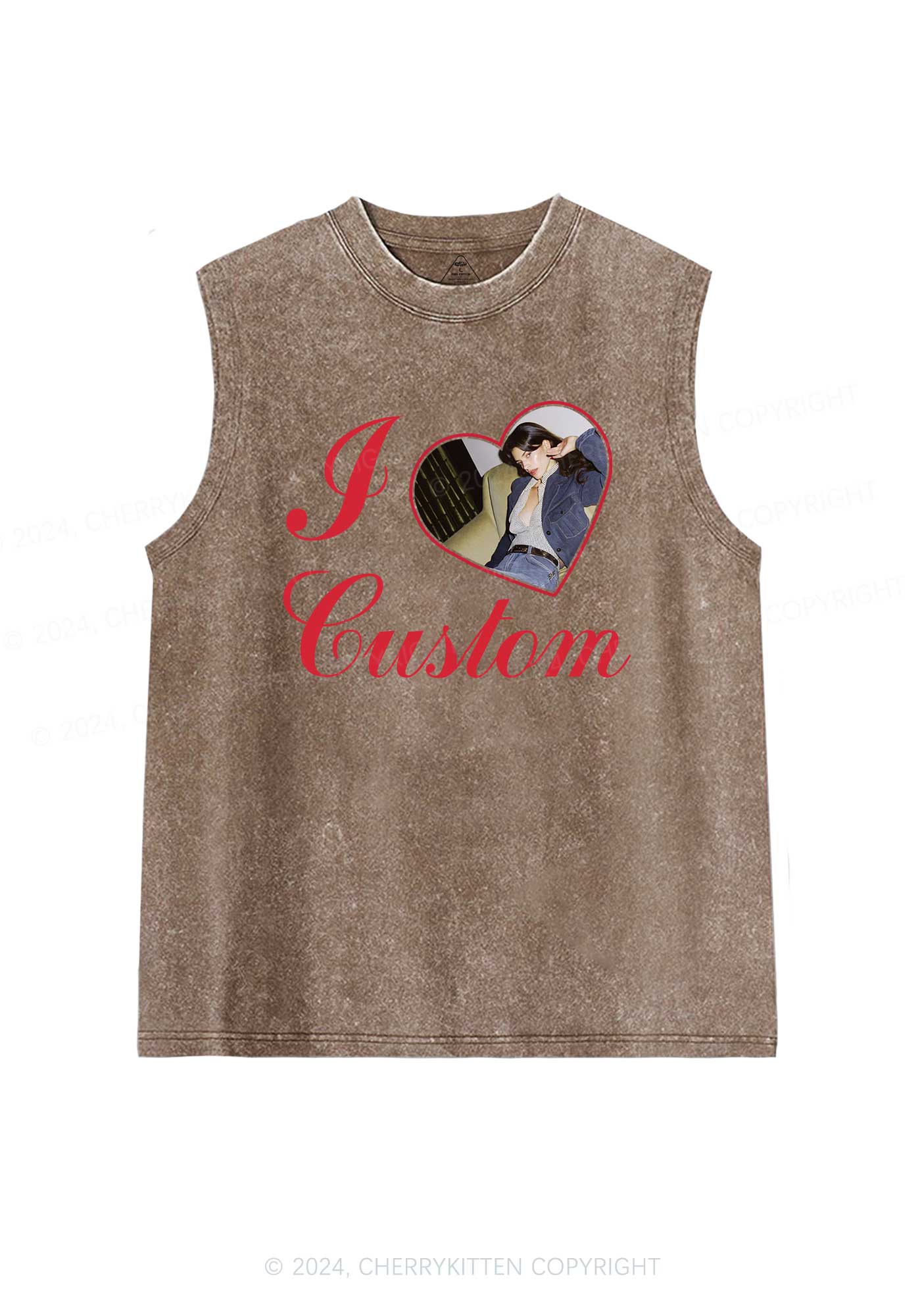 I Love Custom Name Y2K Valentine's Day Washed Tank Cherrykitten - Image 7