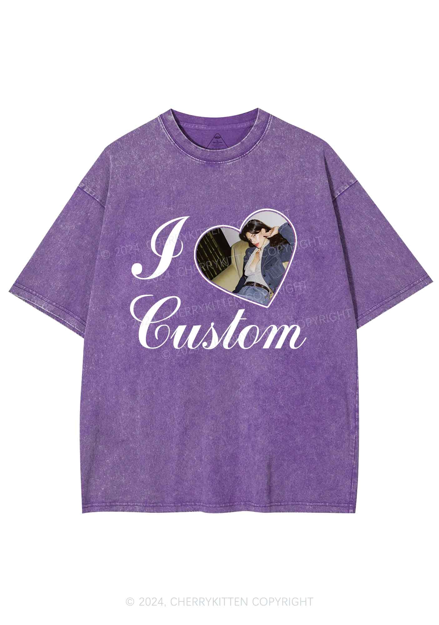 I Love Custom Name Y2K Valentine's Day Washed Tee Cherrykitten - Image 6