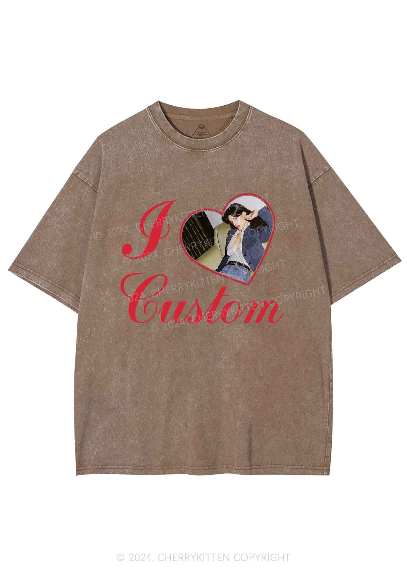 I Love Custom Name Y2K Valentine's Day Washed Tee Cherrykitten - Image 7