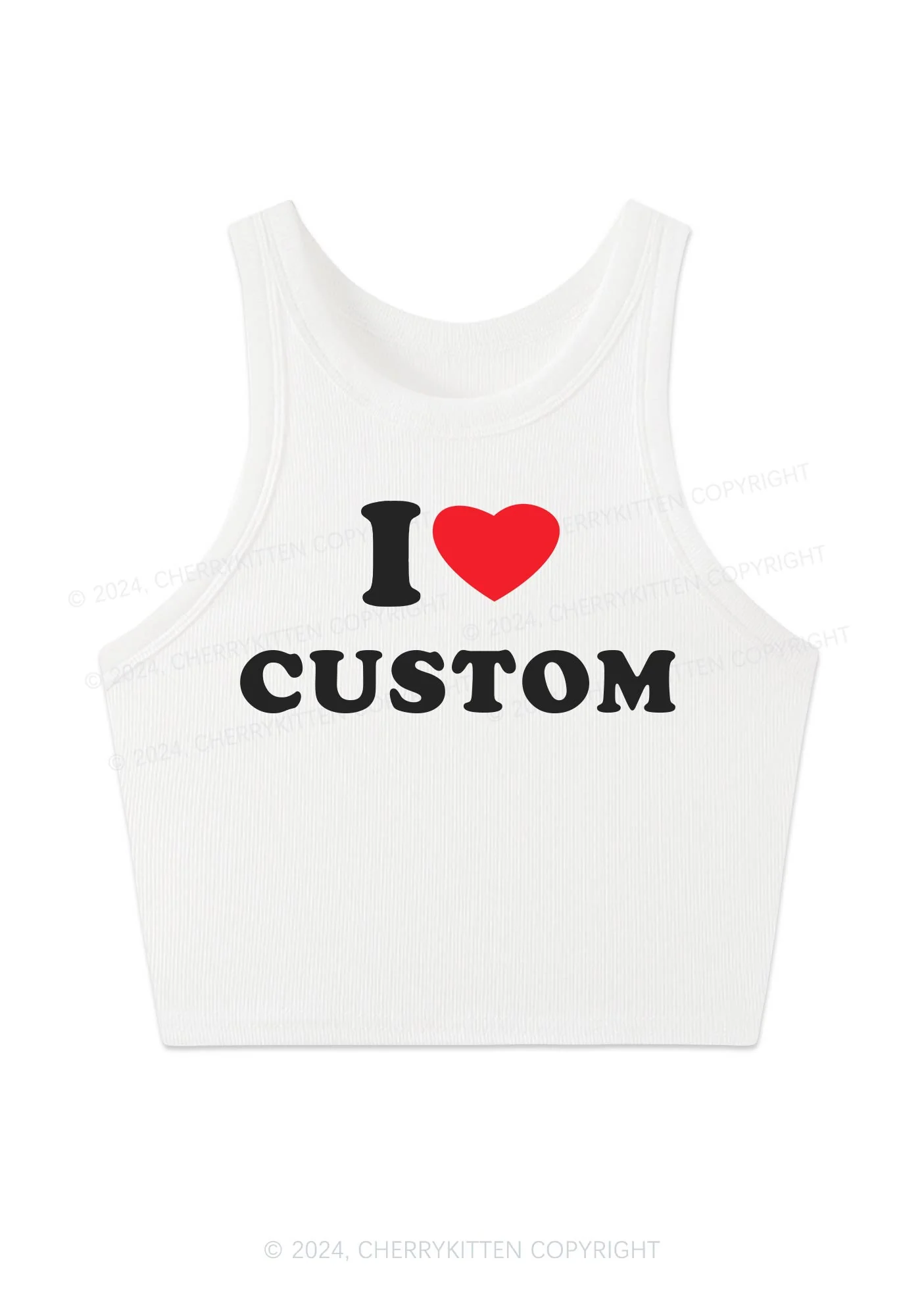 I Love Custom Personalized Y2K Crop Tank Top Cherrykitten - Image 2
