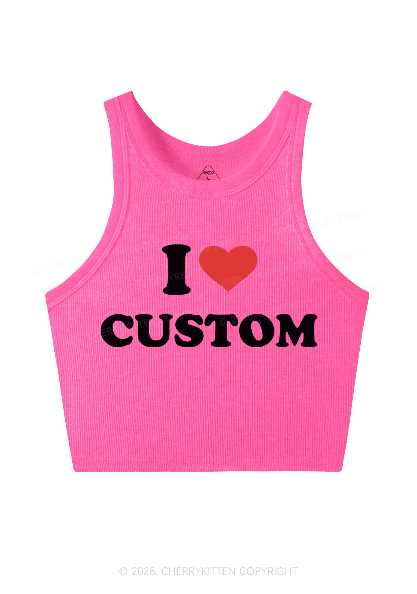 I Love Custom Personalized Y2K Crop Tank Top Cherrykitten - Image 3