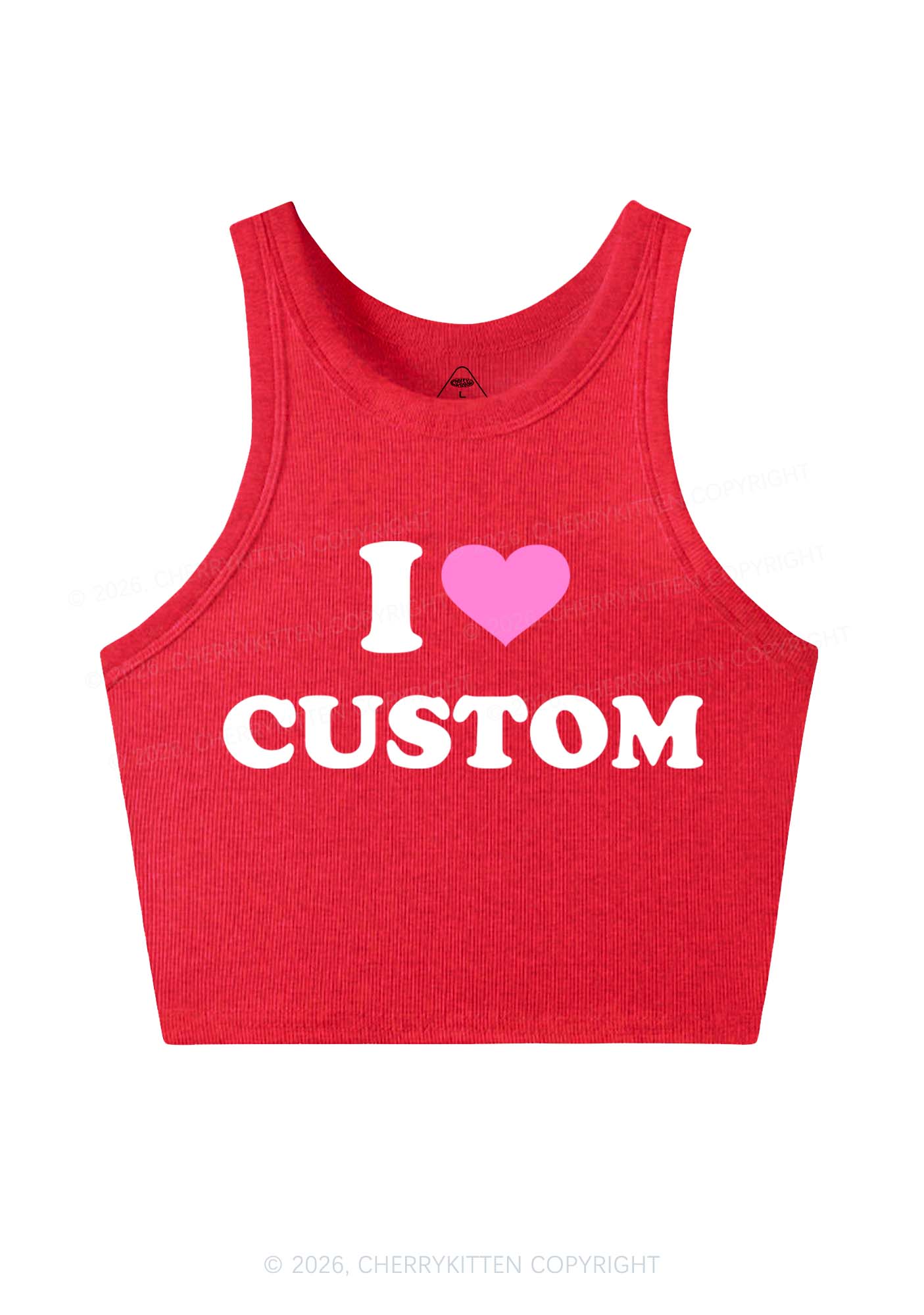 I Love Custom Personalized Y2K Crop Tank Top Cherrykitten - Image 4