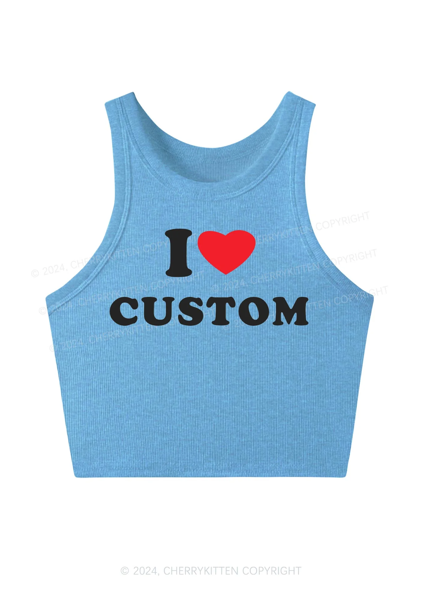 I Love Custom Personalized Y2K Crop Tank Top Cherrykitten - Image 7