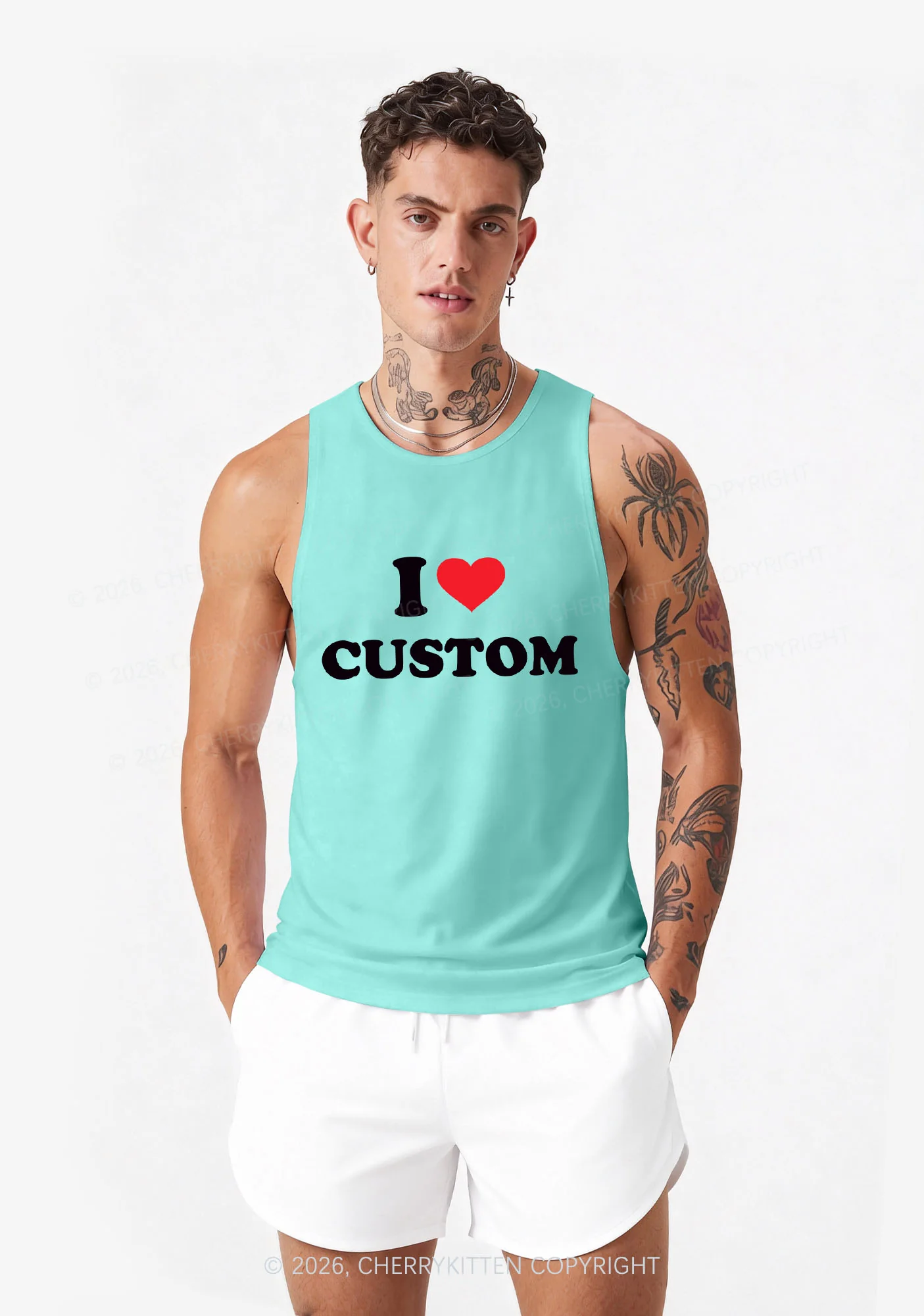 I Love Custom Personalized Y2K Men Racerback Tank Top Cherrykitten - Image 2