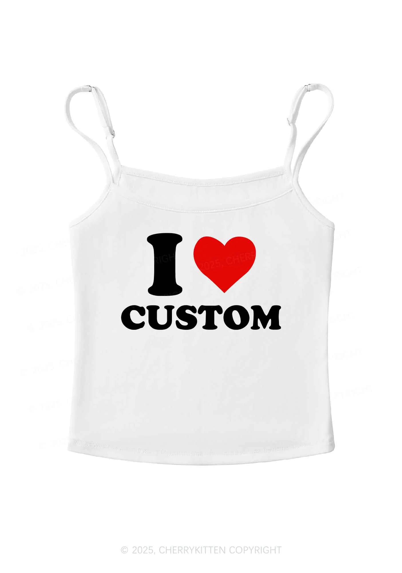 I Love Custom Personalized Y2K Spaghetti Strap Cami Cherrykitten - Image 3