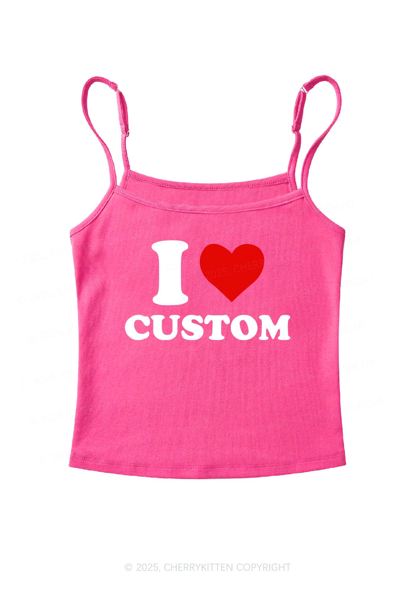 I Love Custom Personalized Y2K Spaghetti Strap Cami Cherrykitten - Image 4