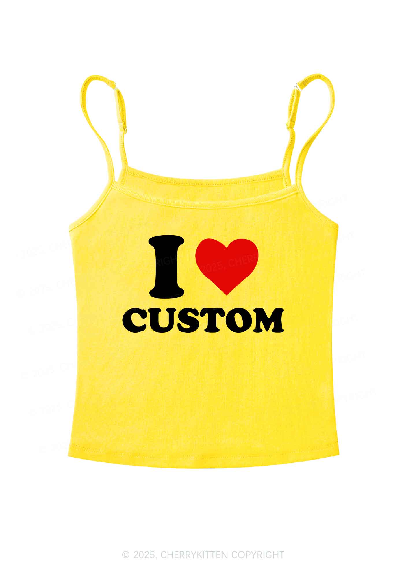 I Love Custom Personalized Y2K Spaghetti Strap Cami Cherrykitten - Image 5