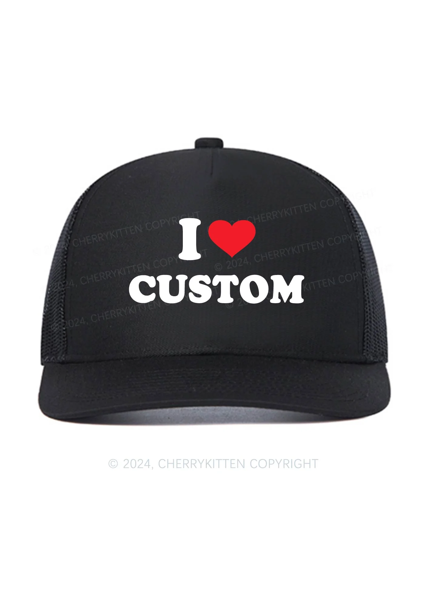 I Love Custom Personalized Y2K Trucker Mesh Hat Cherrykitten - Image 2