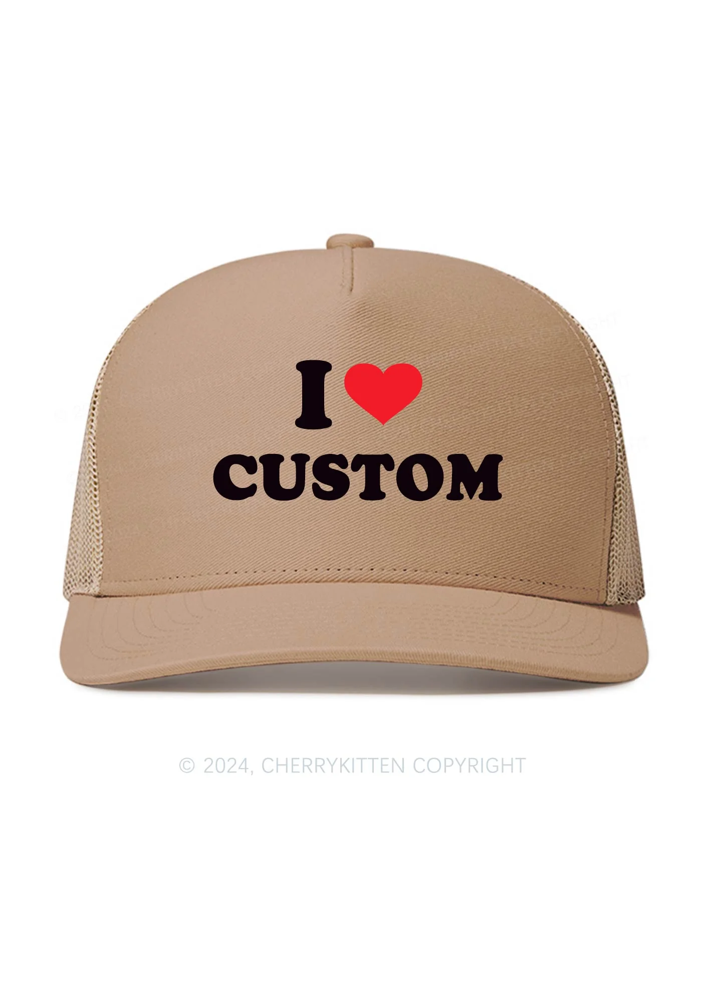 I Love Custom Personalized Y2K Trucker Mesh Hat Cherrykitten - Image 3