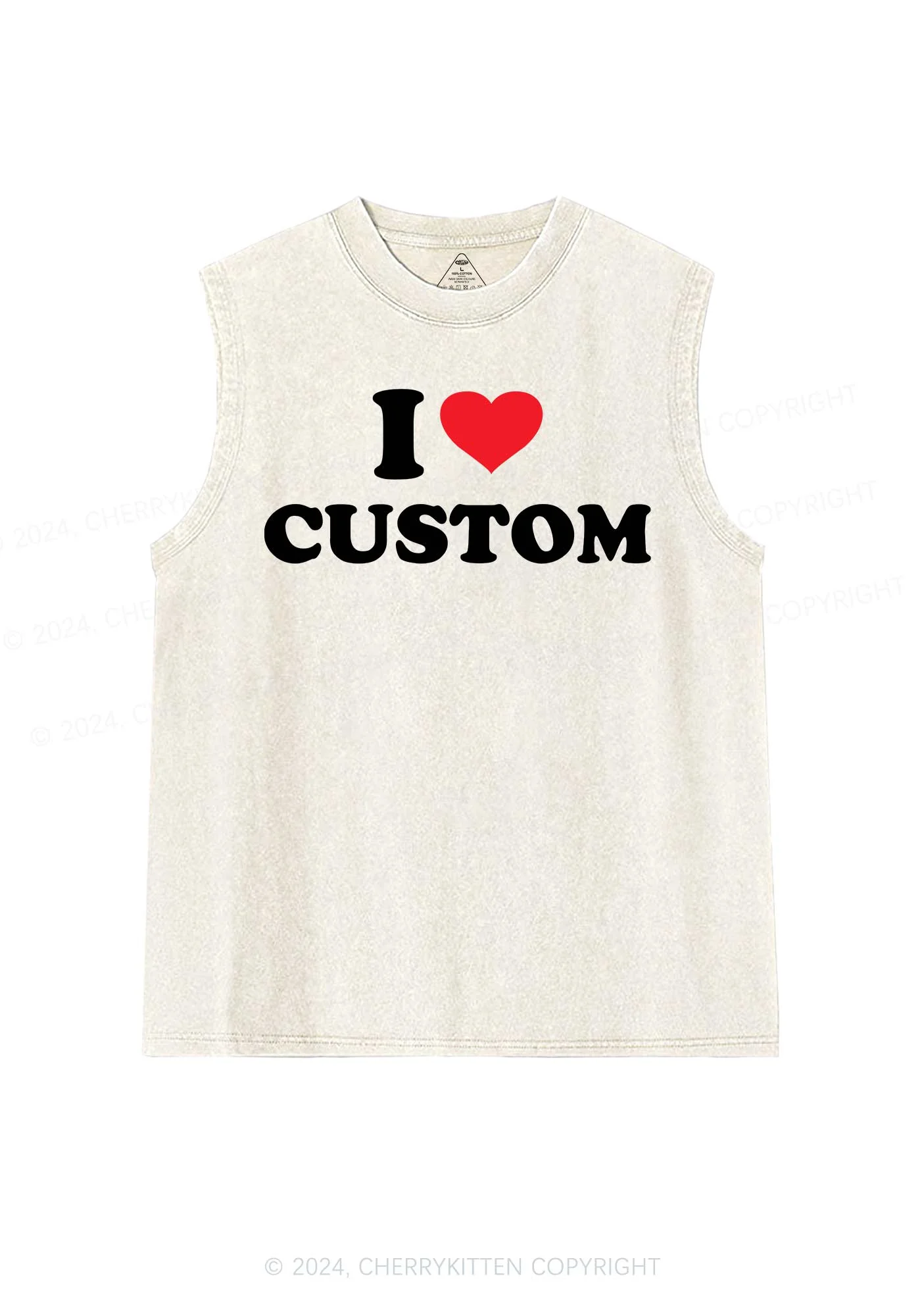 I Love Custom Personalized Y2K Washed Tank Cherrykitten - Image 3