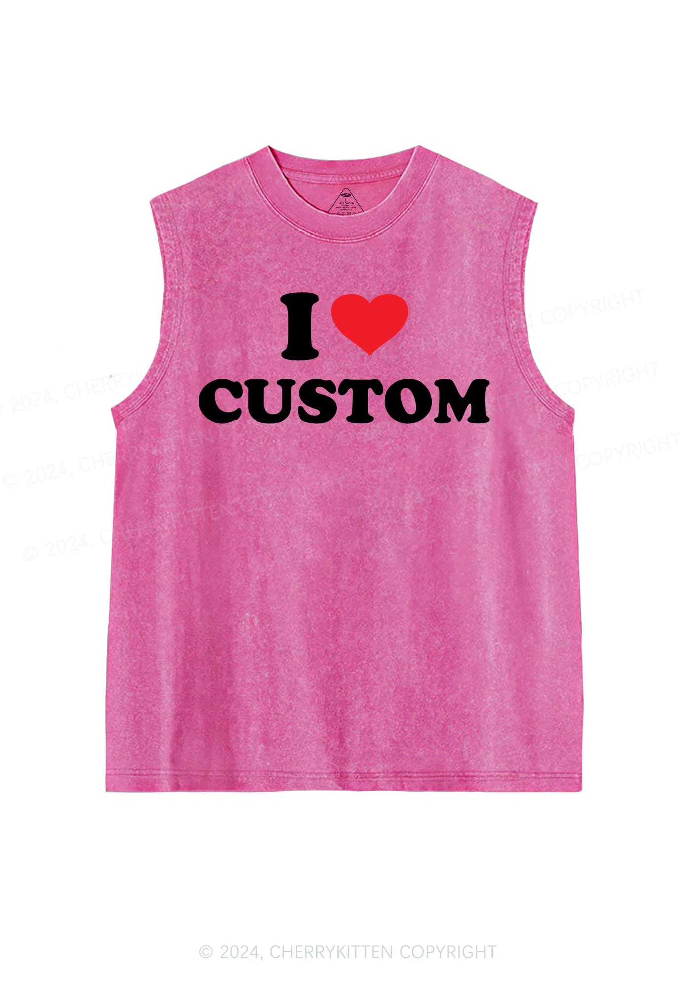I Love Custom Personalized Y2K Washed Tank Cherrykitten - Image 4
