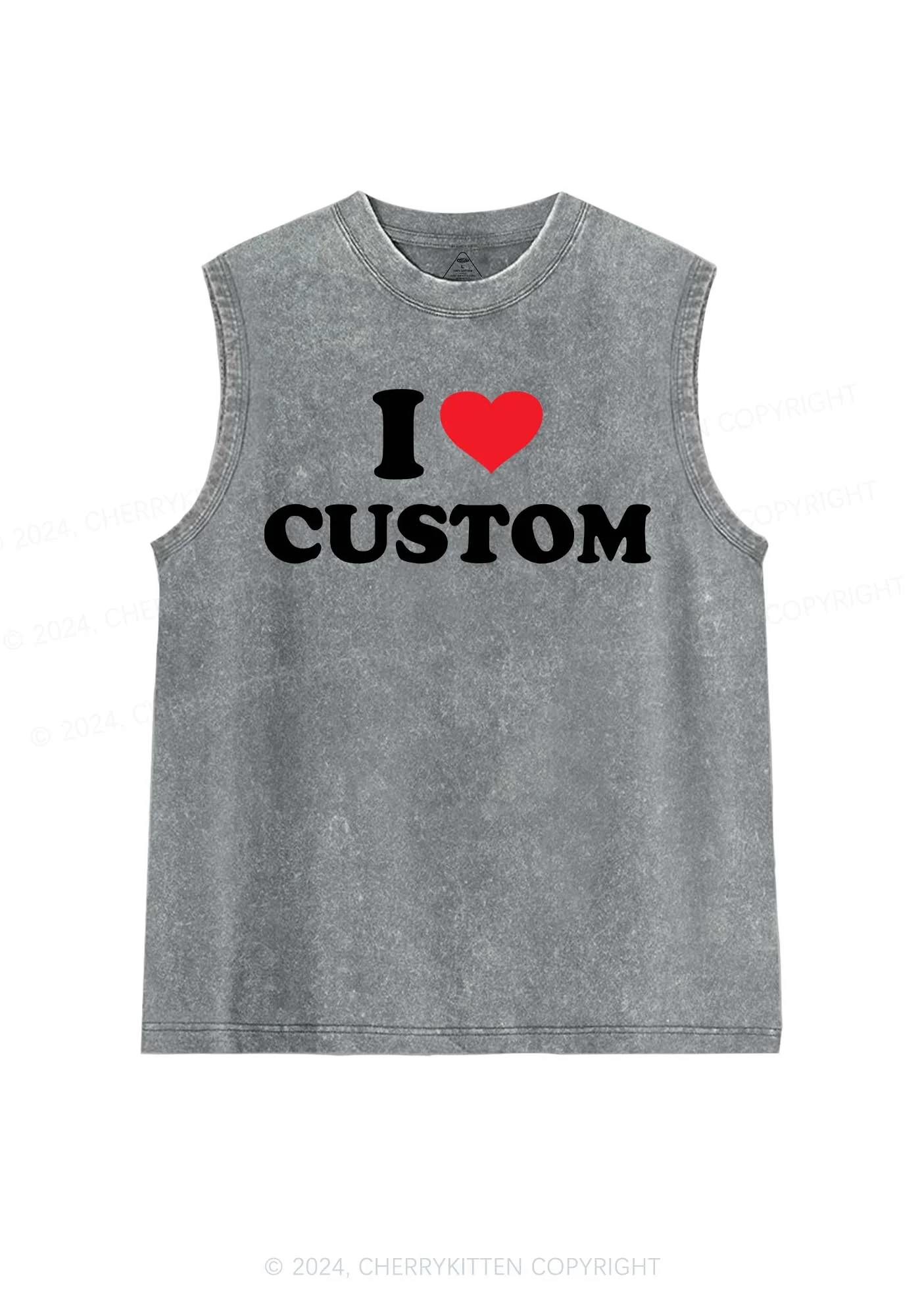 I Love Custom Personalized Y2K Washed Tank Cherrykitten - Image 5