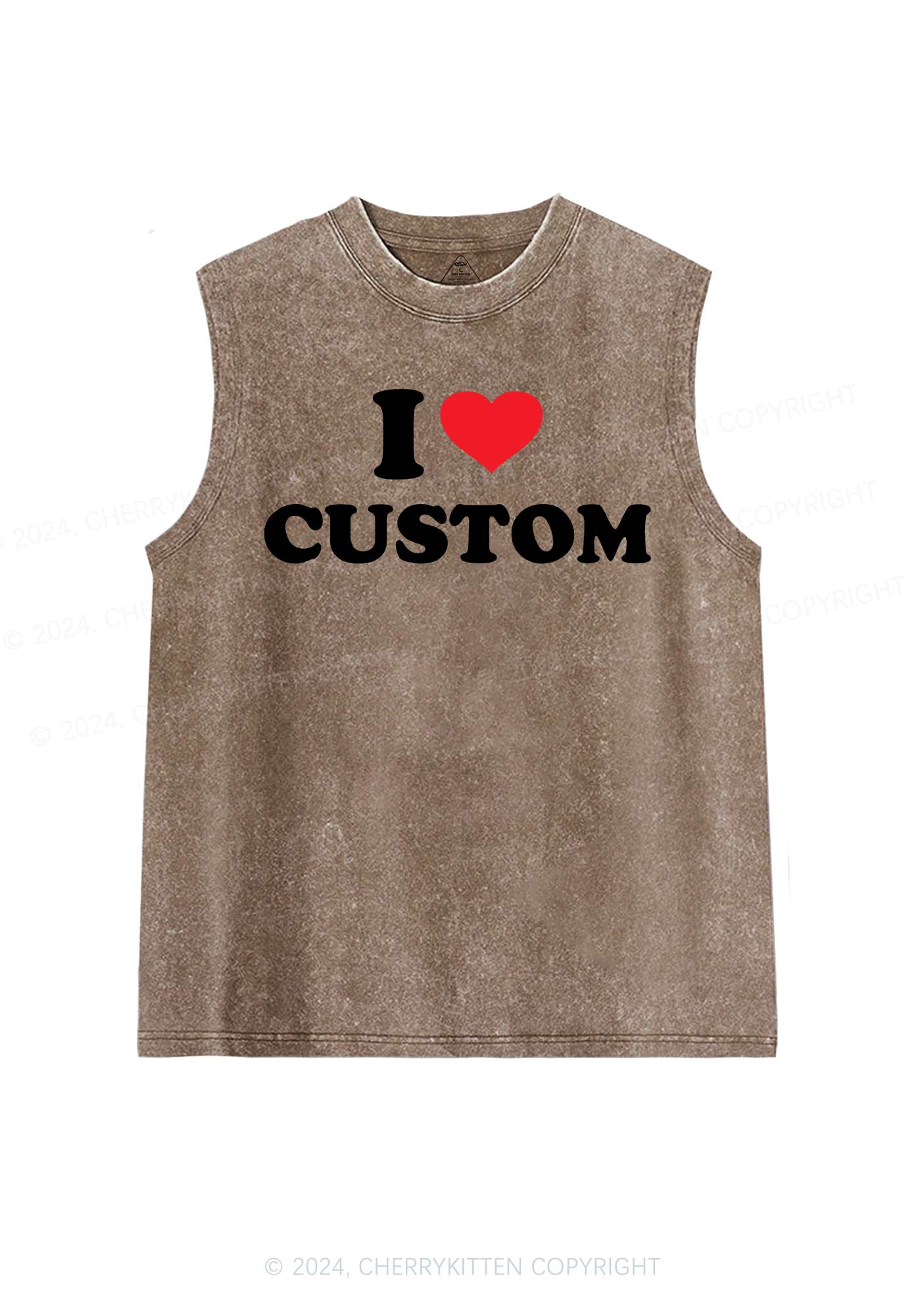 I Love Custom Personalized Y2K Washed Tank Cherrykitten - Image 6
