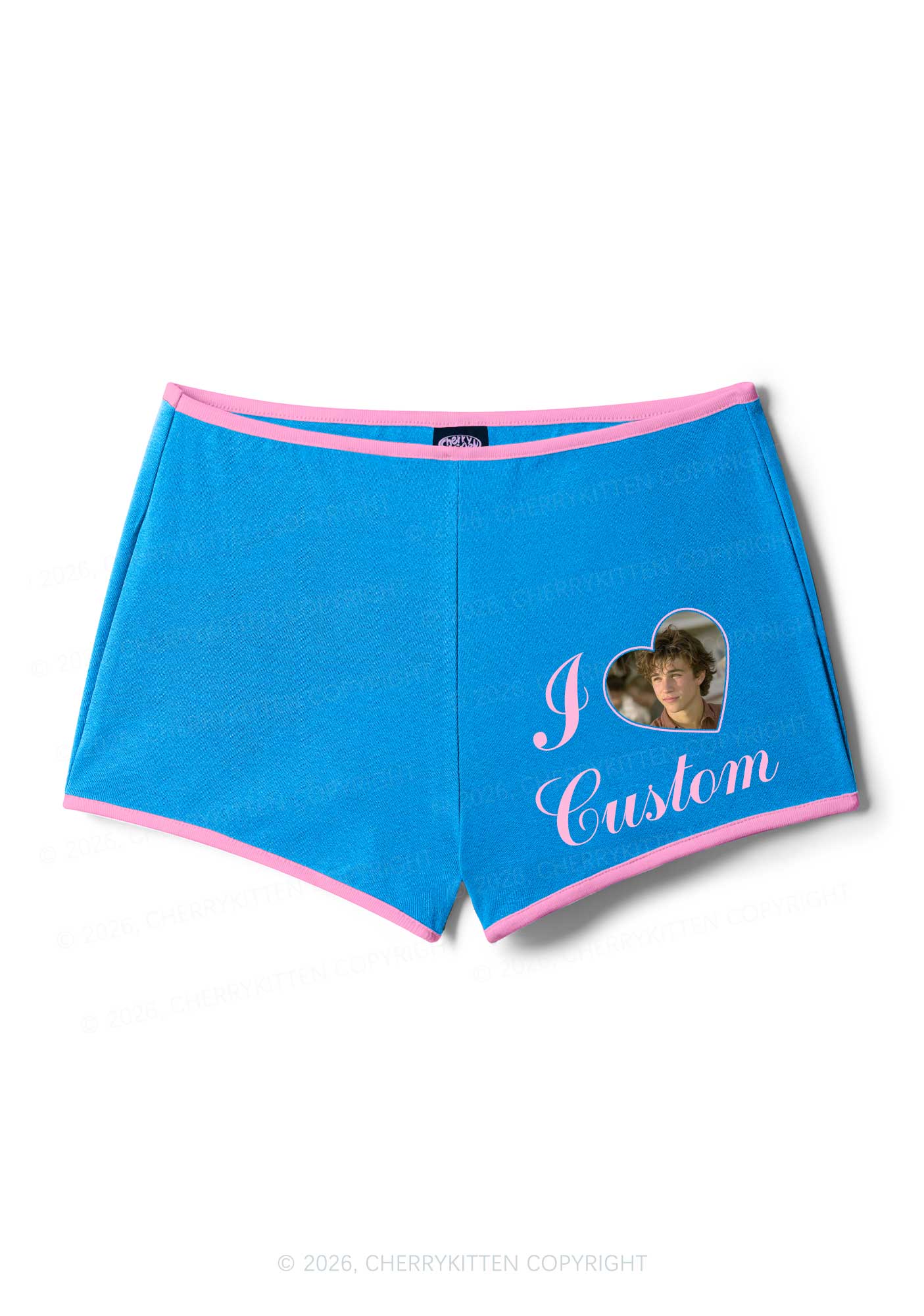 I Love Custom Photo Valentine's Day Y2K Booty Shorts Cherrykitten - Image 4