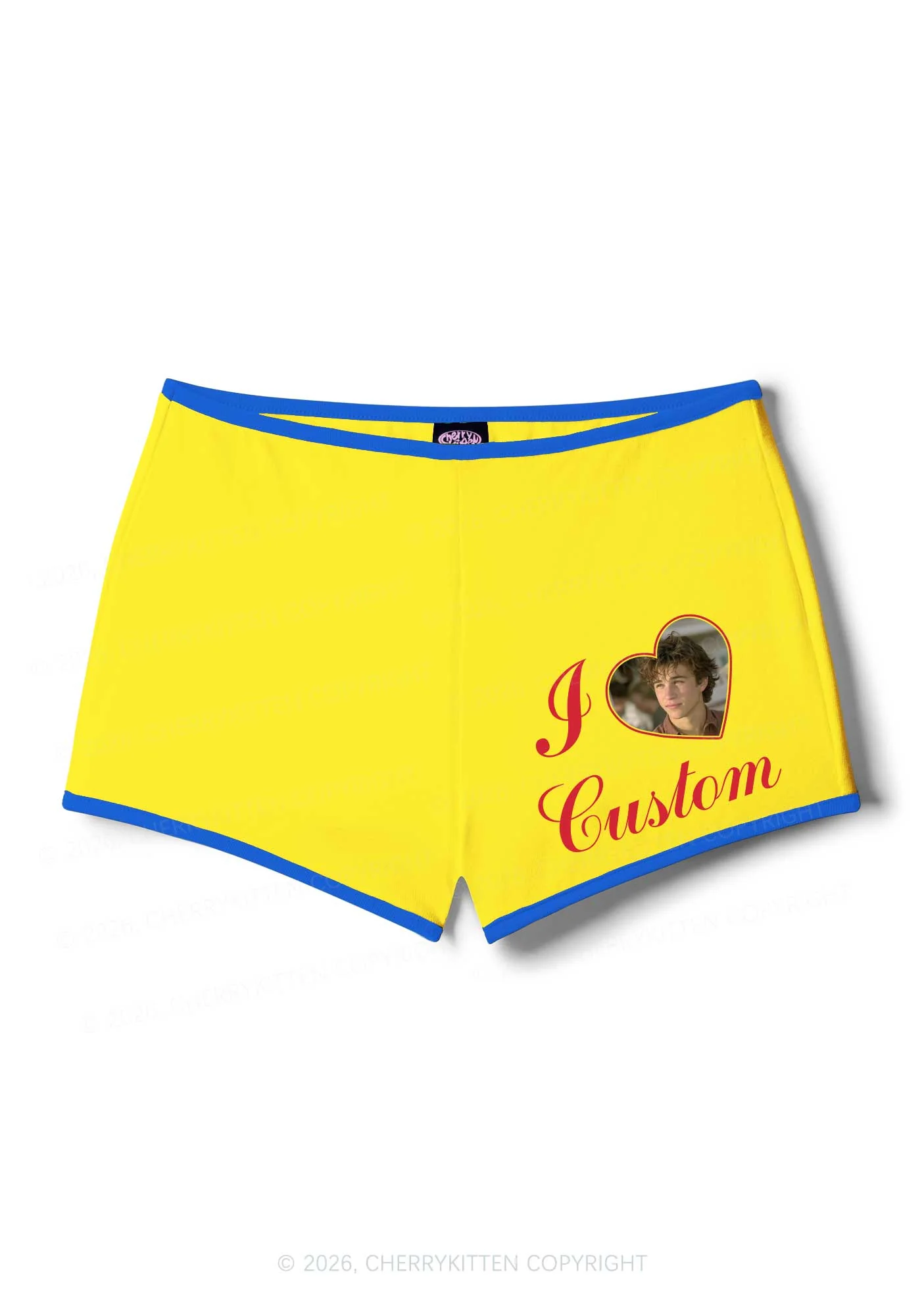 I Love Custom Photo Valentine's Day Y2K Booty Shorts Cherrykitten - Image 5