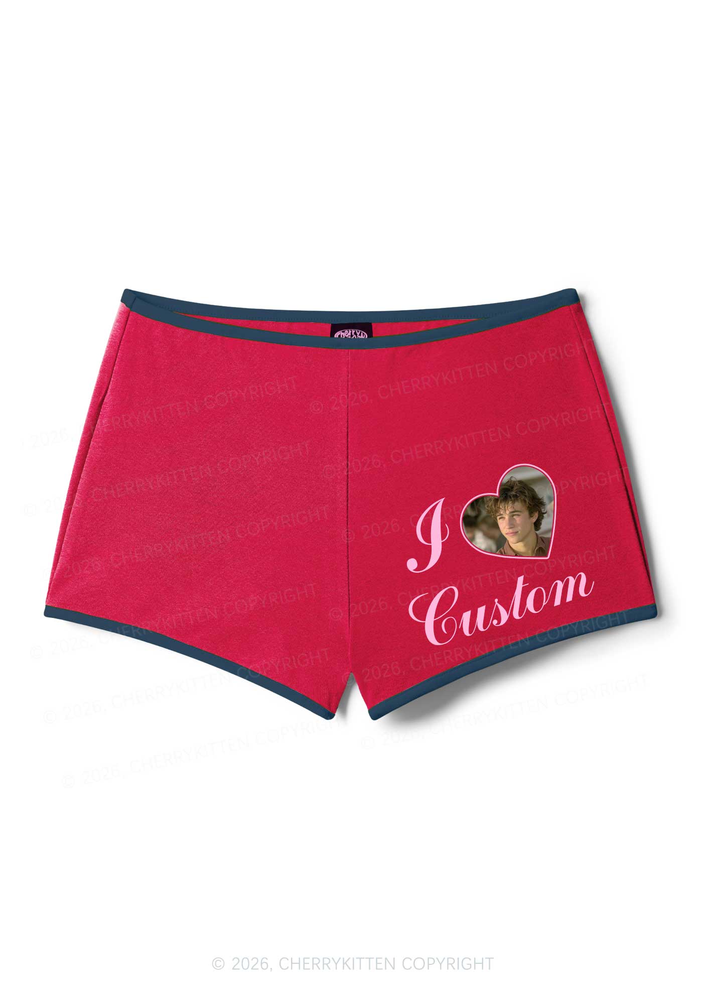 I Love Custom Photo Valentine's Day Y2K Booty Shorts Cherrykitten - Image 6