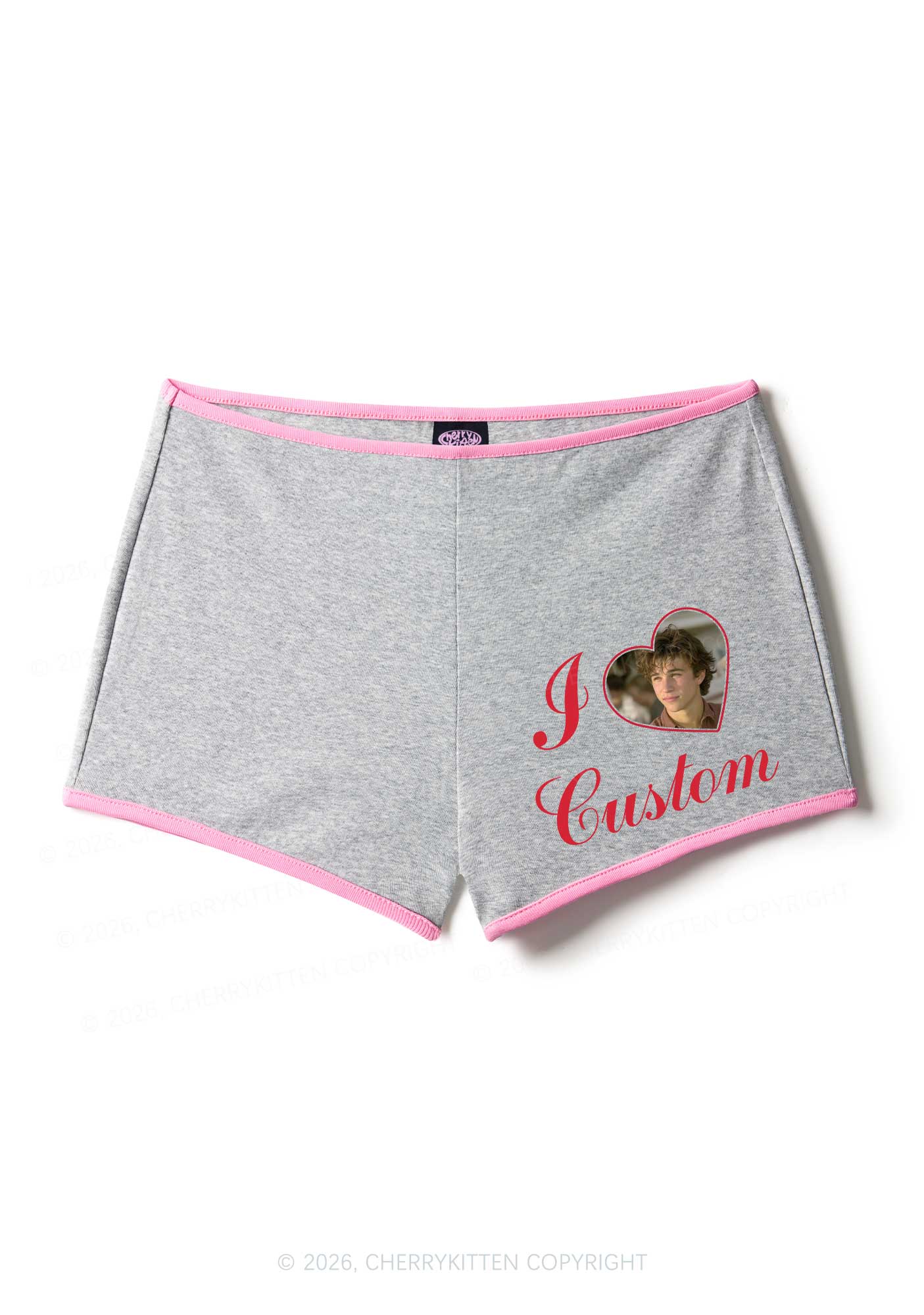I Love Custom Photo Valentine's Day Y2K Booty Shorts Cherrykitten - Image 7