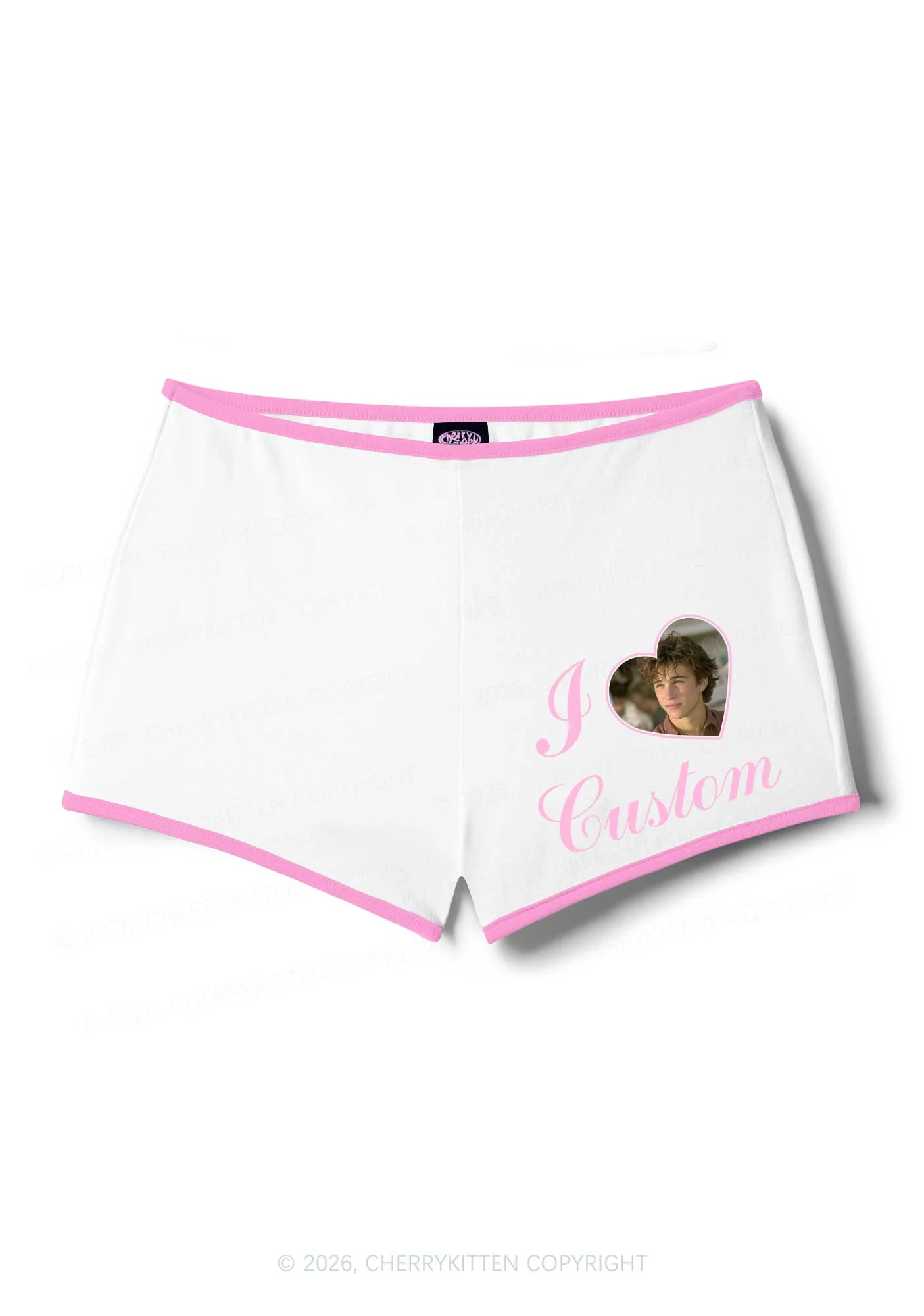 I Love Custom Photo Valentine's Day Y2K Booty Shorts Cherrykitten - Image 8