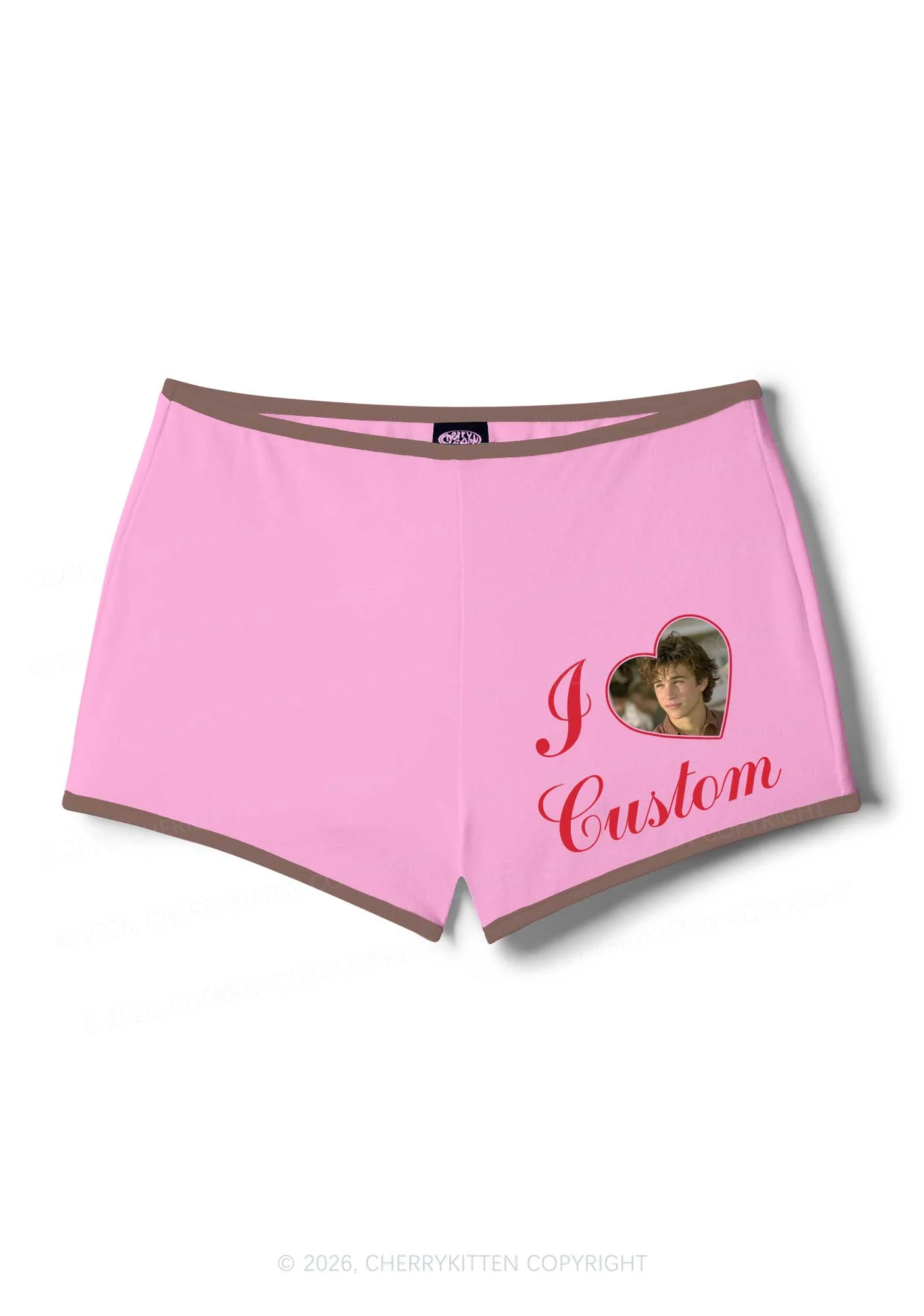 I Love Custom Photo Valentine's Day Y2K Booty Shorts Cherrykitten - Image 9