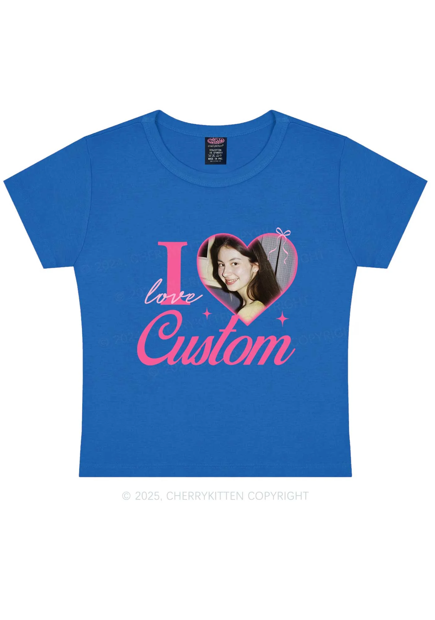 I Love Custom Photo Y2K Valentine's Day Baby Tee Cherrykitten - Image 10