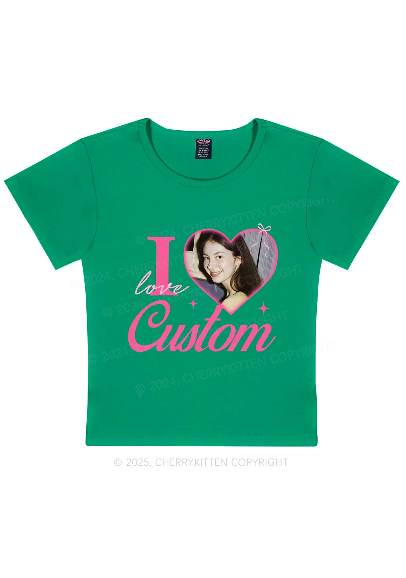 I Love Custom Photo Y2K Valentine's Day Baby Tee Cherrykitten - Image 11