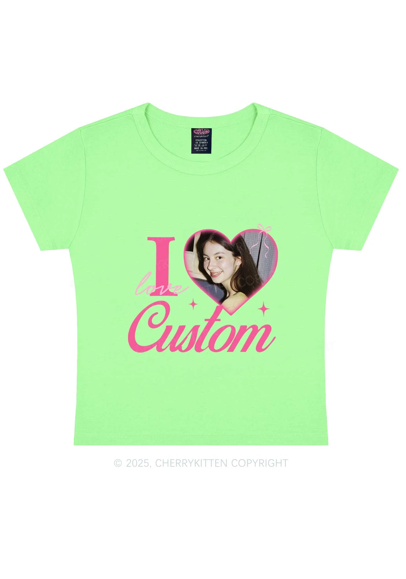 I Love Custom Photo Y2K Valentine's Day Baby Tee Cherrykitten - Image 12