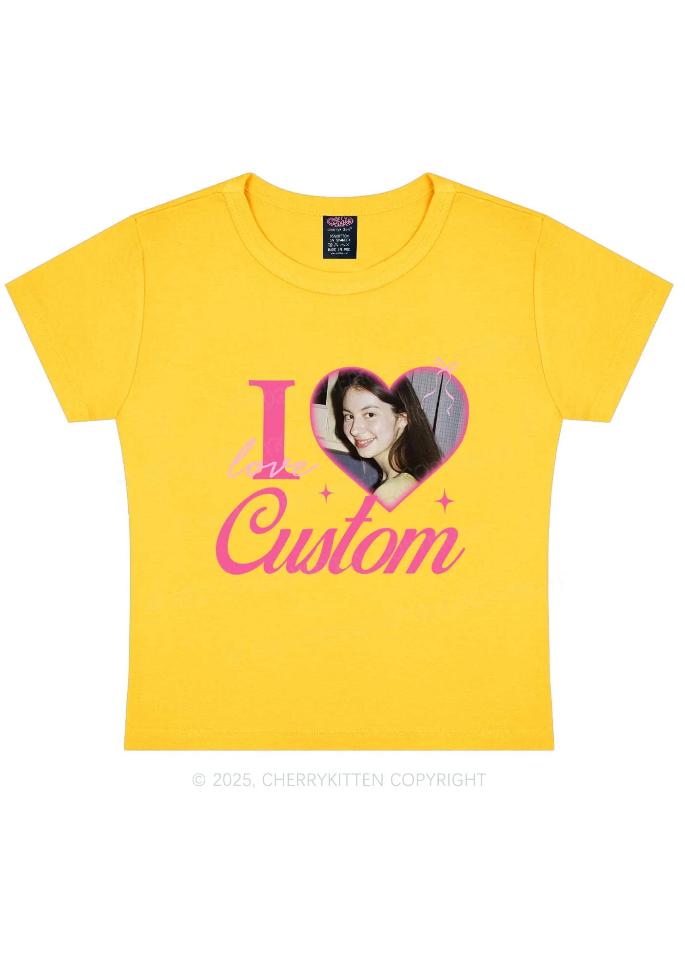I Love Custom Photo Y2K Valentine's Day Baby Tee Cherrykitten - Image 4