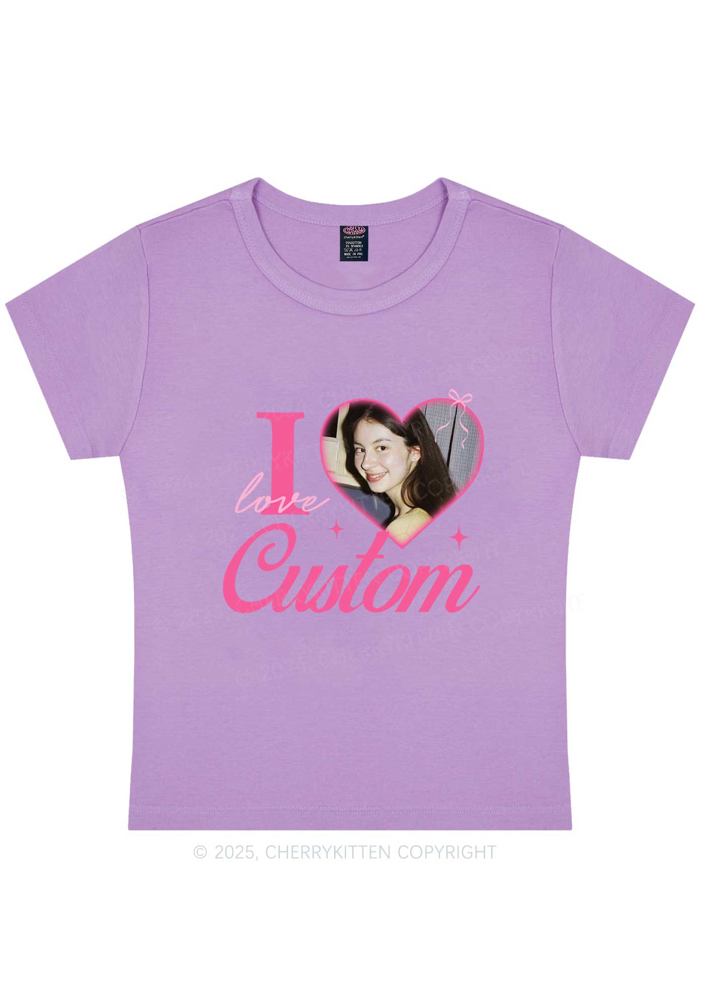 I Love Custom Photo Y2K Valentine's Day Baby Tee Cherrykitten - Image 5
