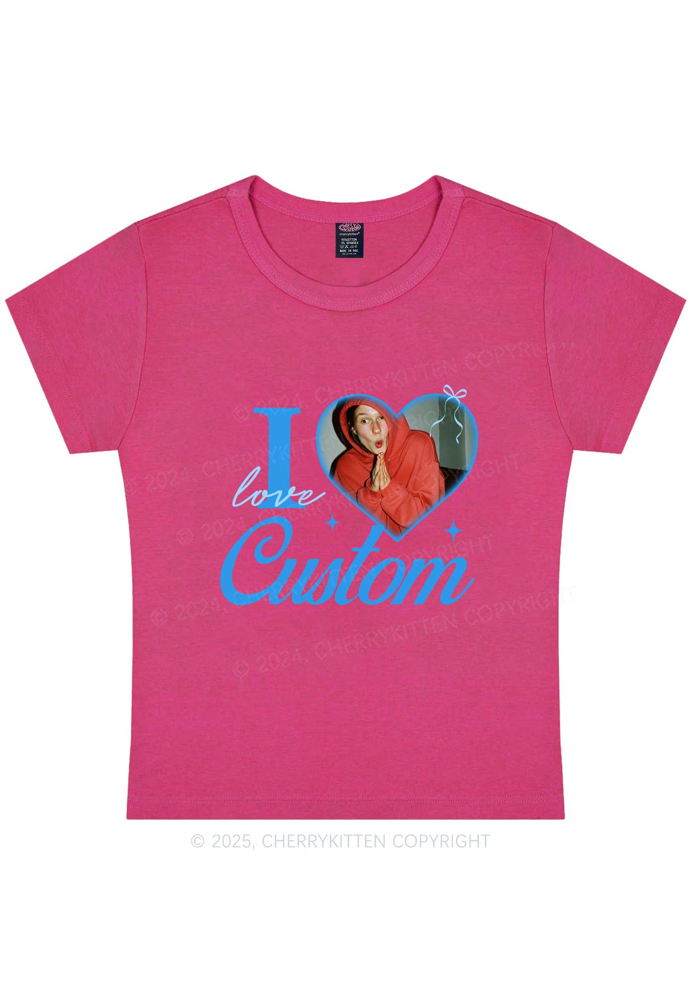 I Love Custom Photo Y2K Valentine's Day Baby Tee Cherrykitten - Image 6