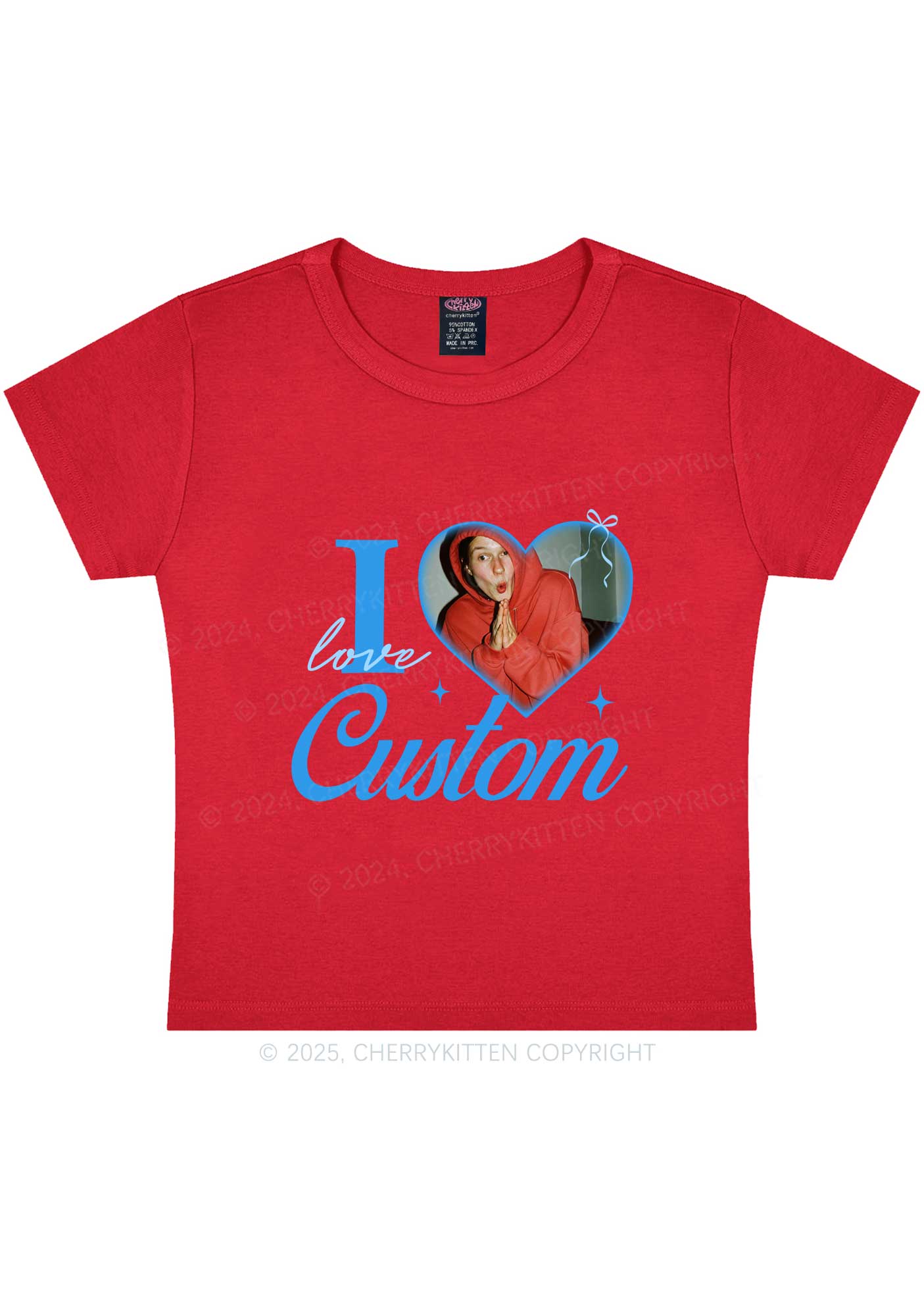 I Love Custom Photo Y2K Valentine's Day Baby Tee Cherrykitten - Image 7