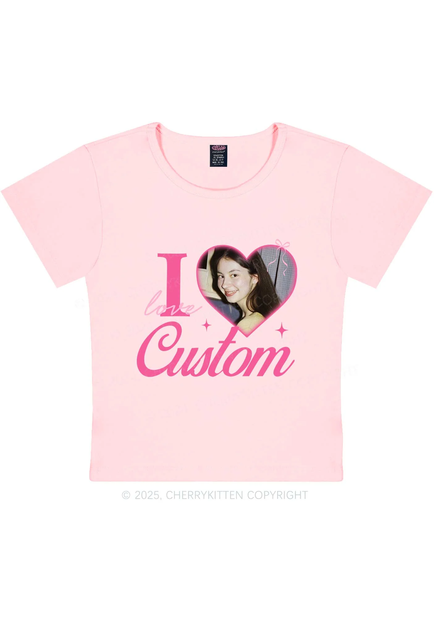 I Love Custom Photo Y2K Valentine's Day Baby Tee Cherrykitten - Image 8