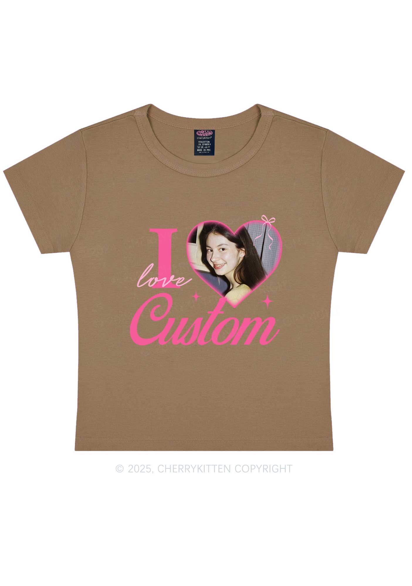 I Love Custom Photo Y2K Valentine's Day Baby Tee Cherrykitten - Image 9