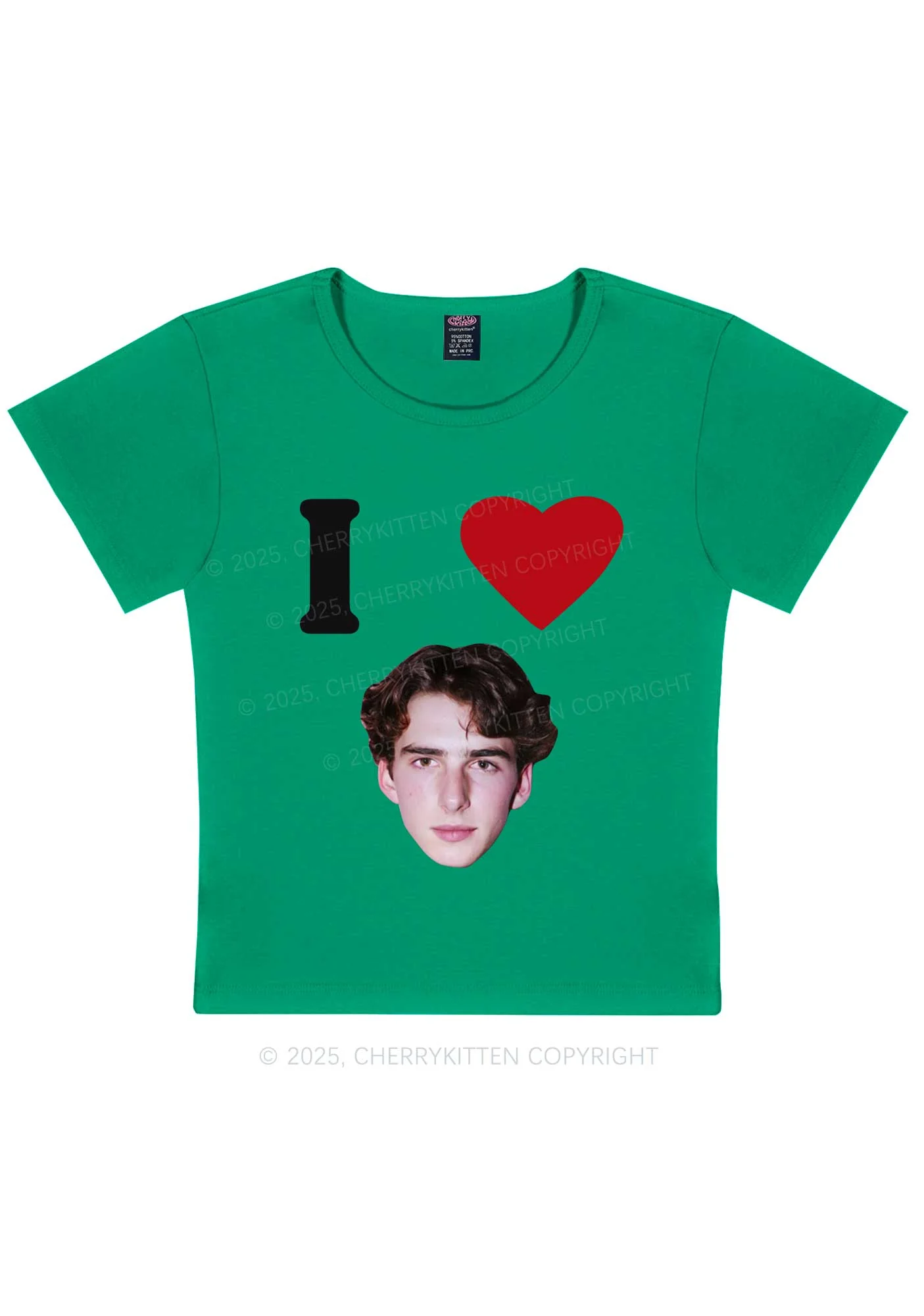 I Love Custom Portrait Y2K Baby Tee Cherrykitten - Image 12