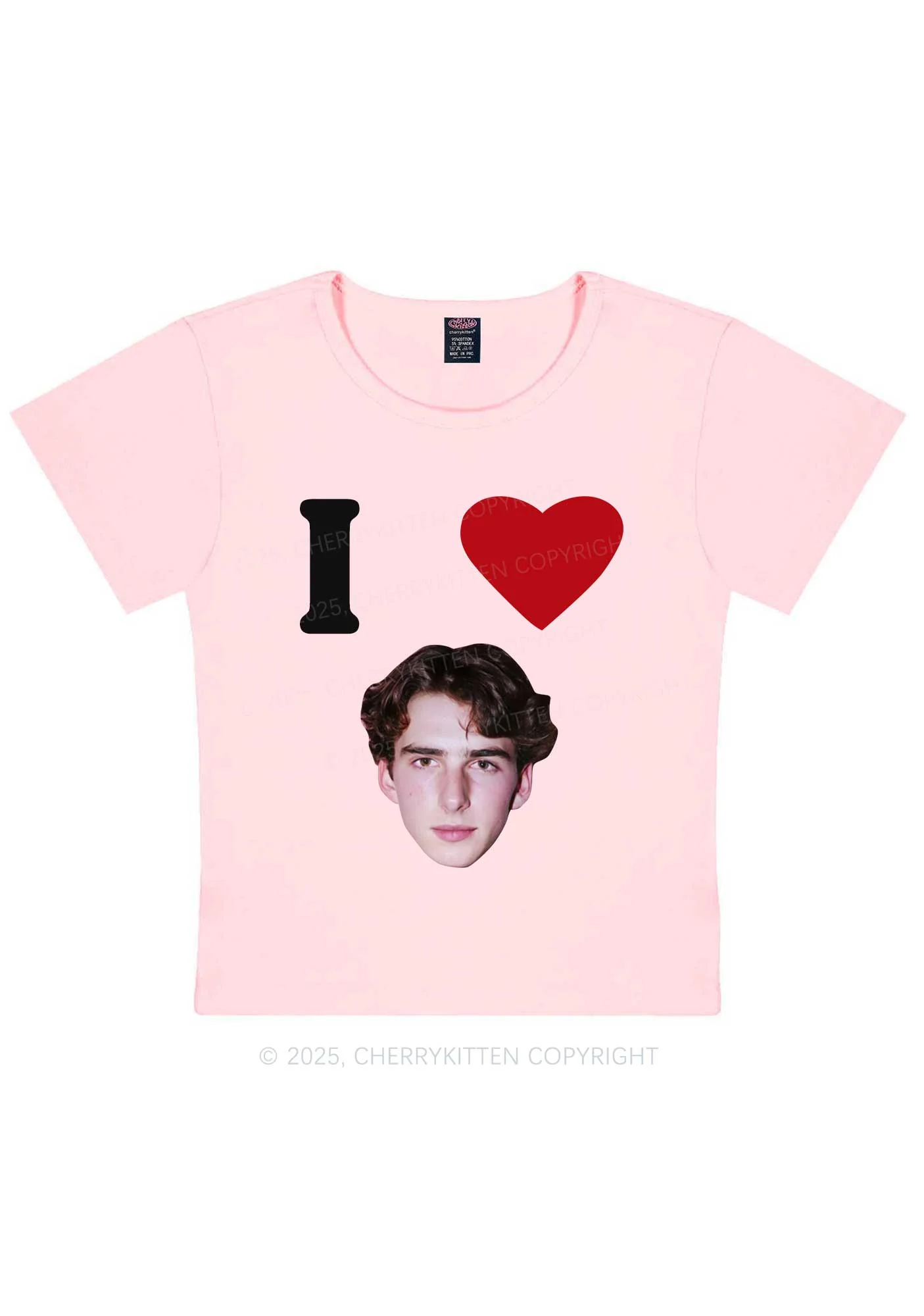 I Love Custom Portrait Y2K Baby Tee Cherrykitten - Image 13