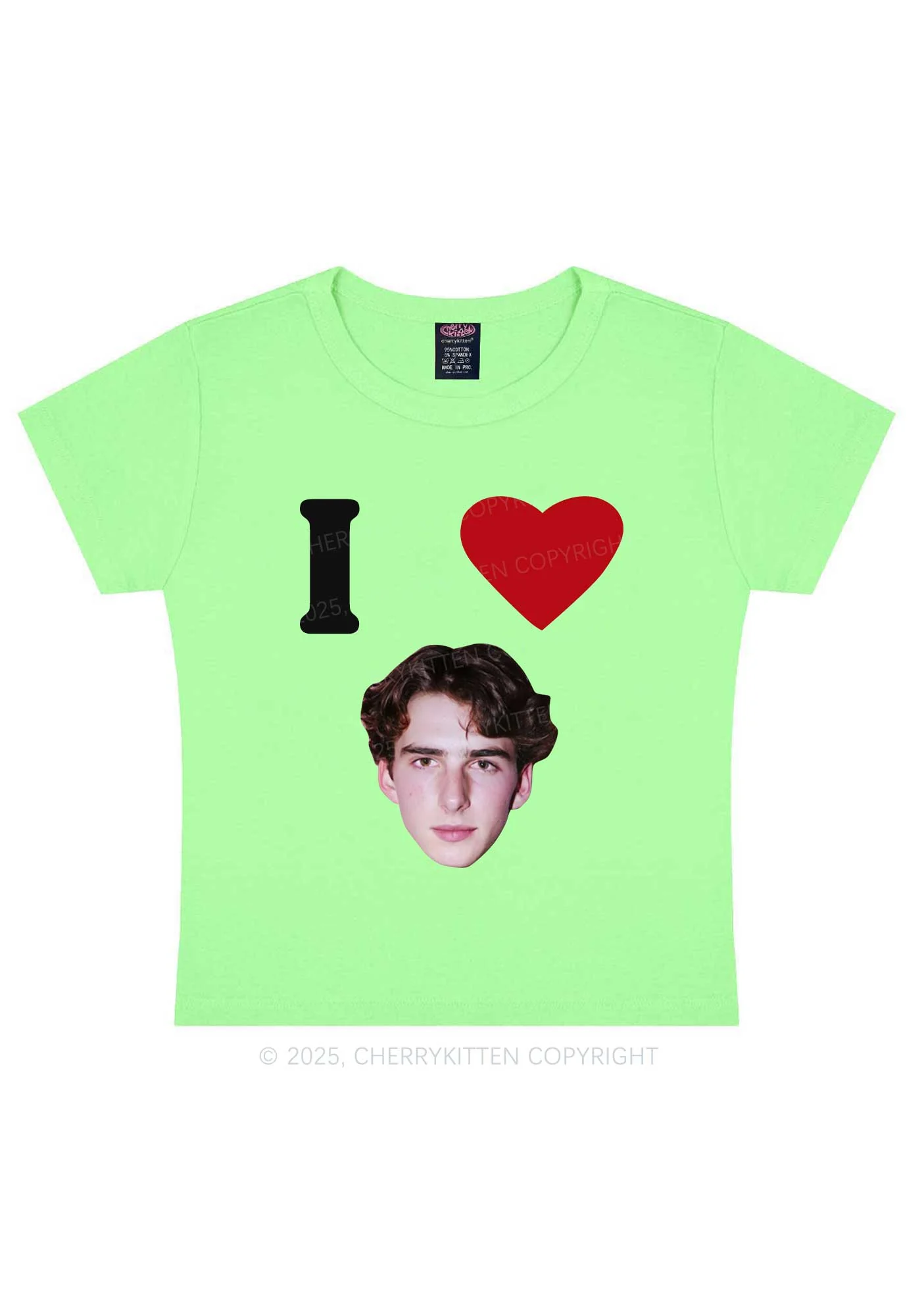 I Love Custom Portrait Y2K Baby Tee Cherrykitten - Image 14