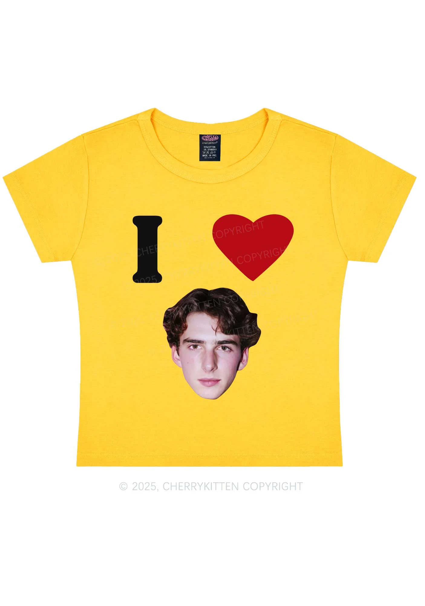 I Love Custom Portrait Y2K Baby Tee Cherrykitten - Image 5