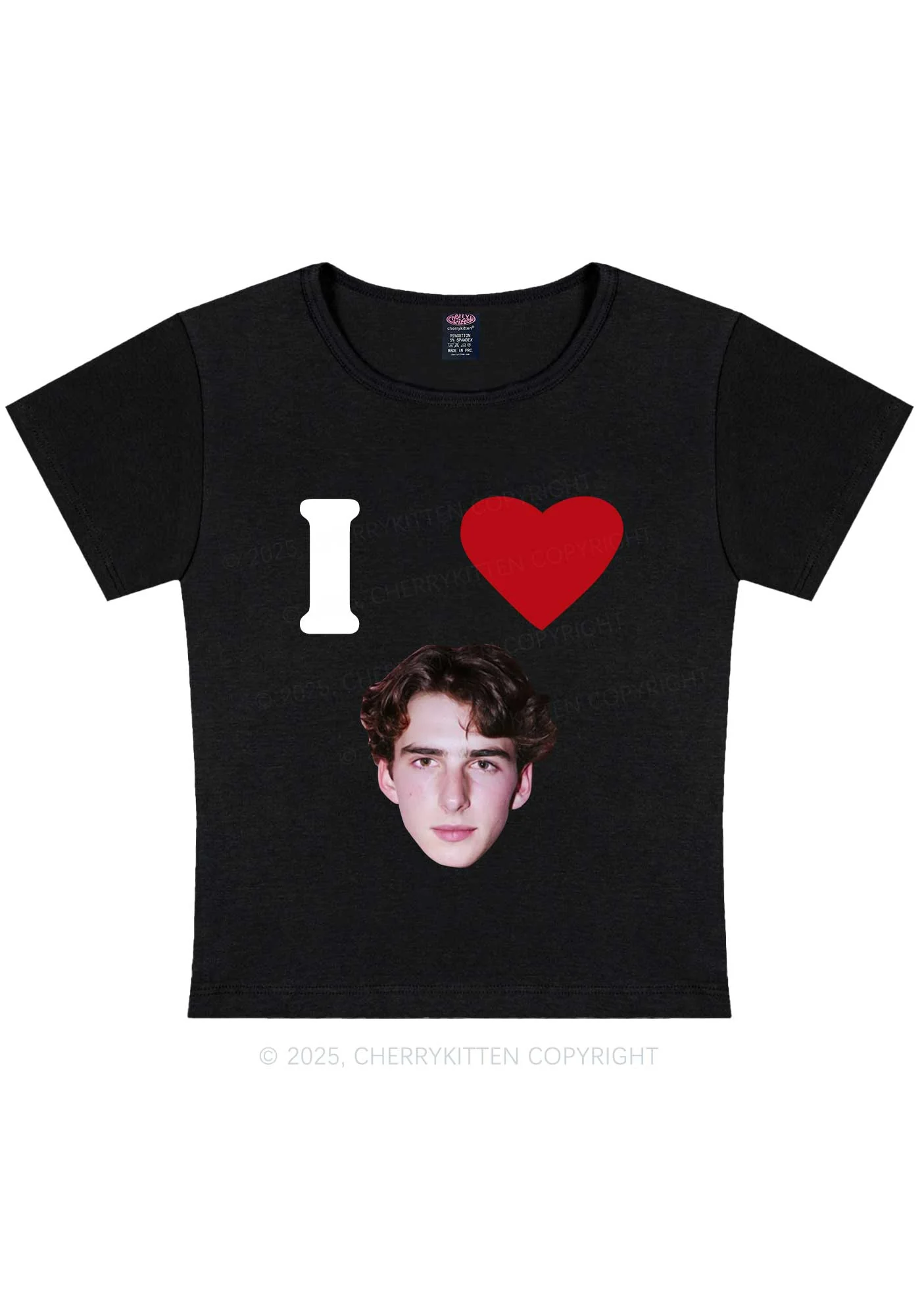 I Love Custom Portrait Y2K Baby Tee Cherrykitten - Image 6