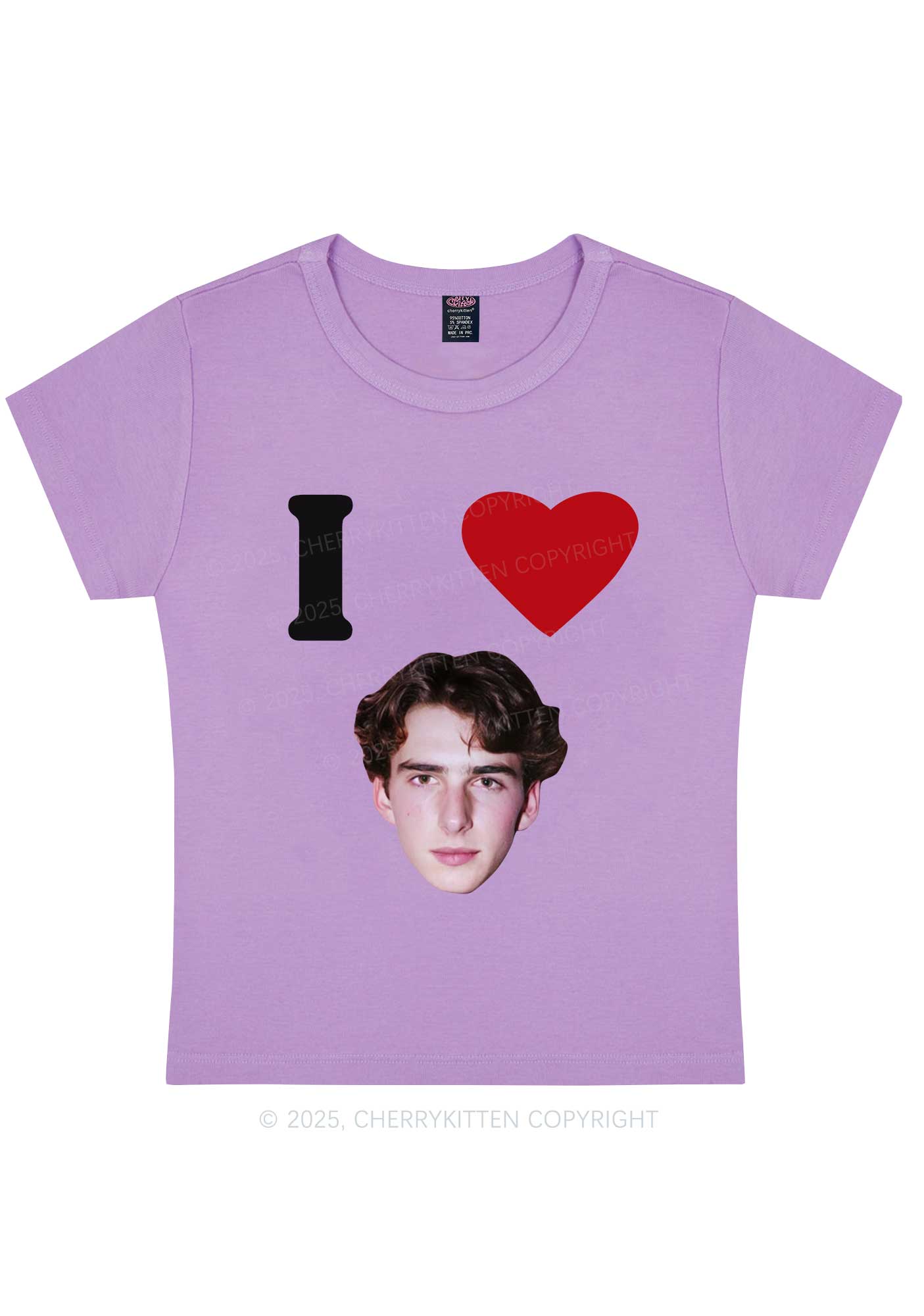 I Love Custom Portrait Y2K Baby Tee Cherrykitten - Image 7