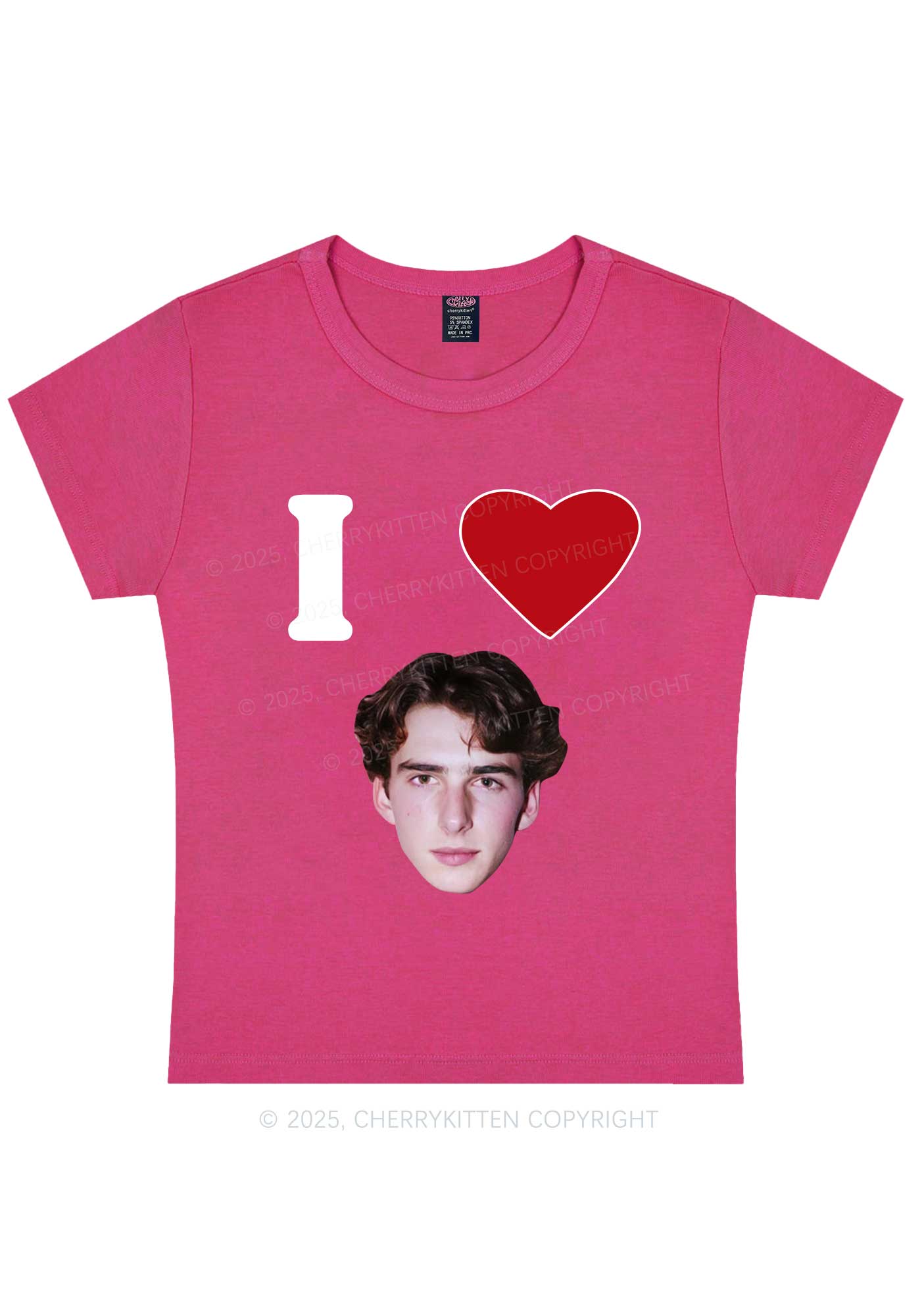 I Love Custom Portrait Y2K Baby Tee Cherrykitten - Image 8