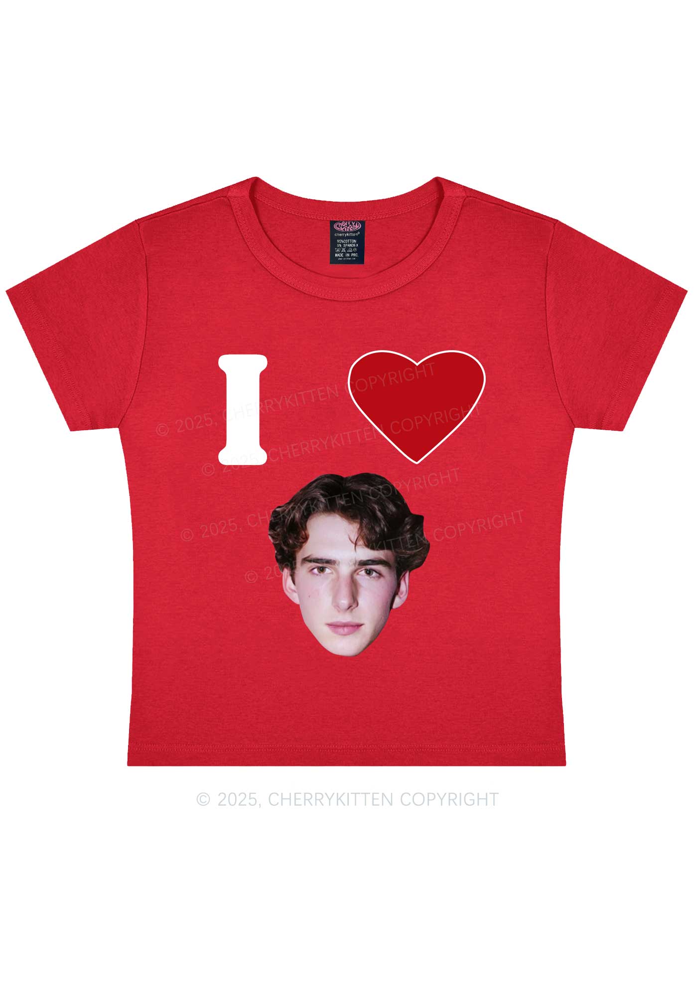 I Love Custom Portrait Y2K Baby Tee Cherrykitten - Image 9