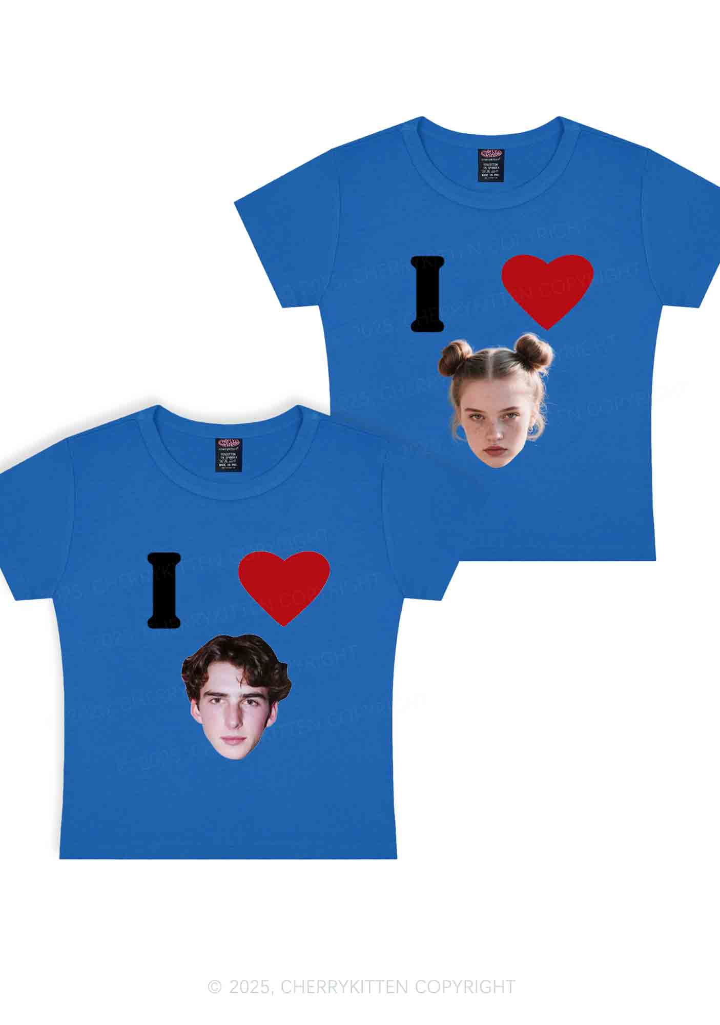 I Love Custom Portrait Y2K Valentine's Day Baby Tee Cherrykitten - Image 11