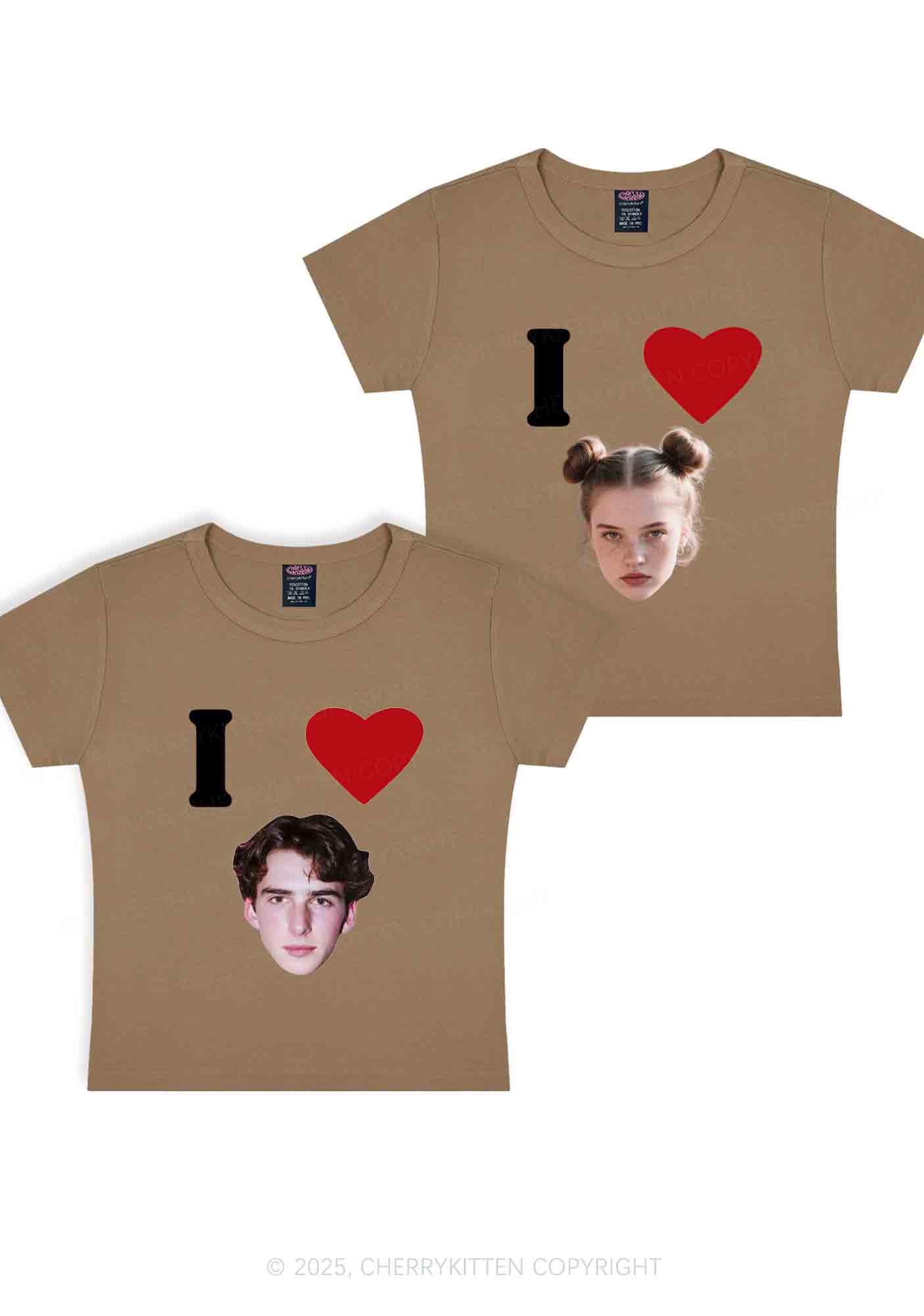 I Love Custom Portrait Y2K Valentine's Day Baby Tee Cherrykitten - Image 12