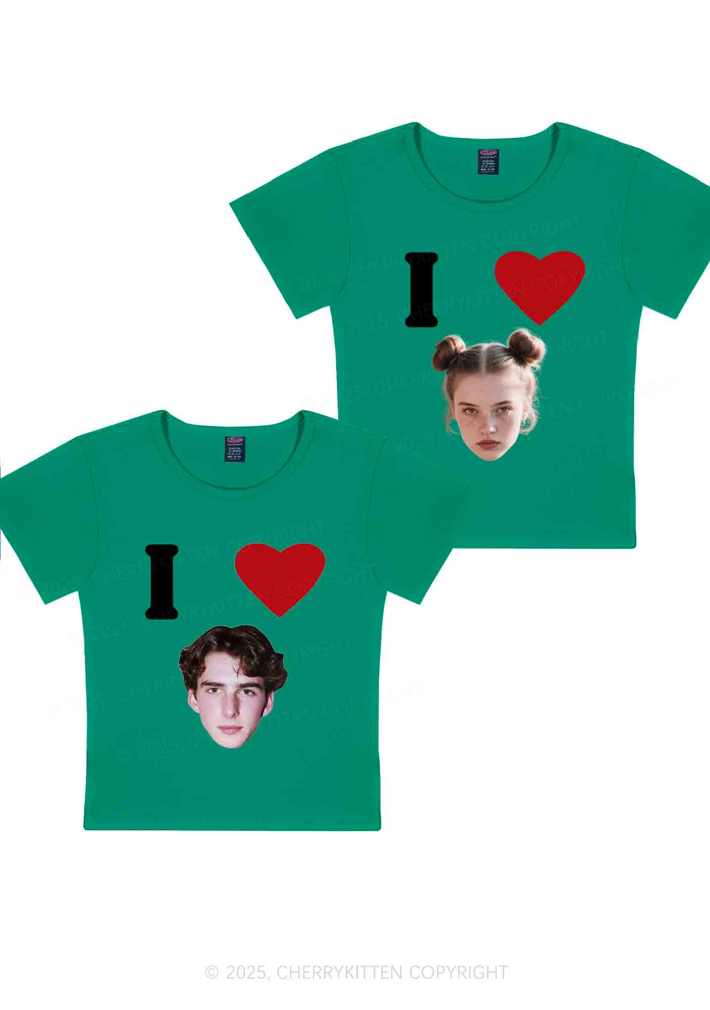 I Love Custom Portrait Y2K Valentine's Day Baby Tee Cherrykitten - Image 14