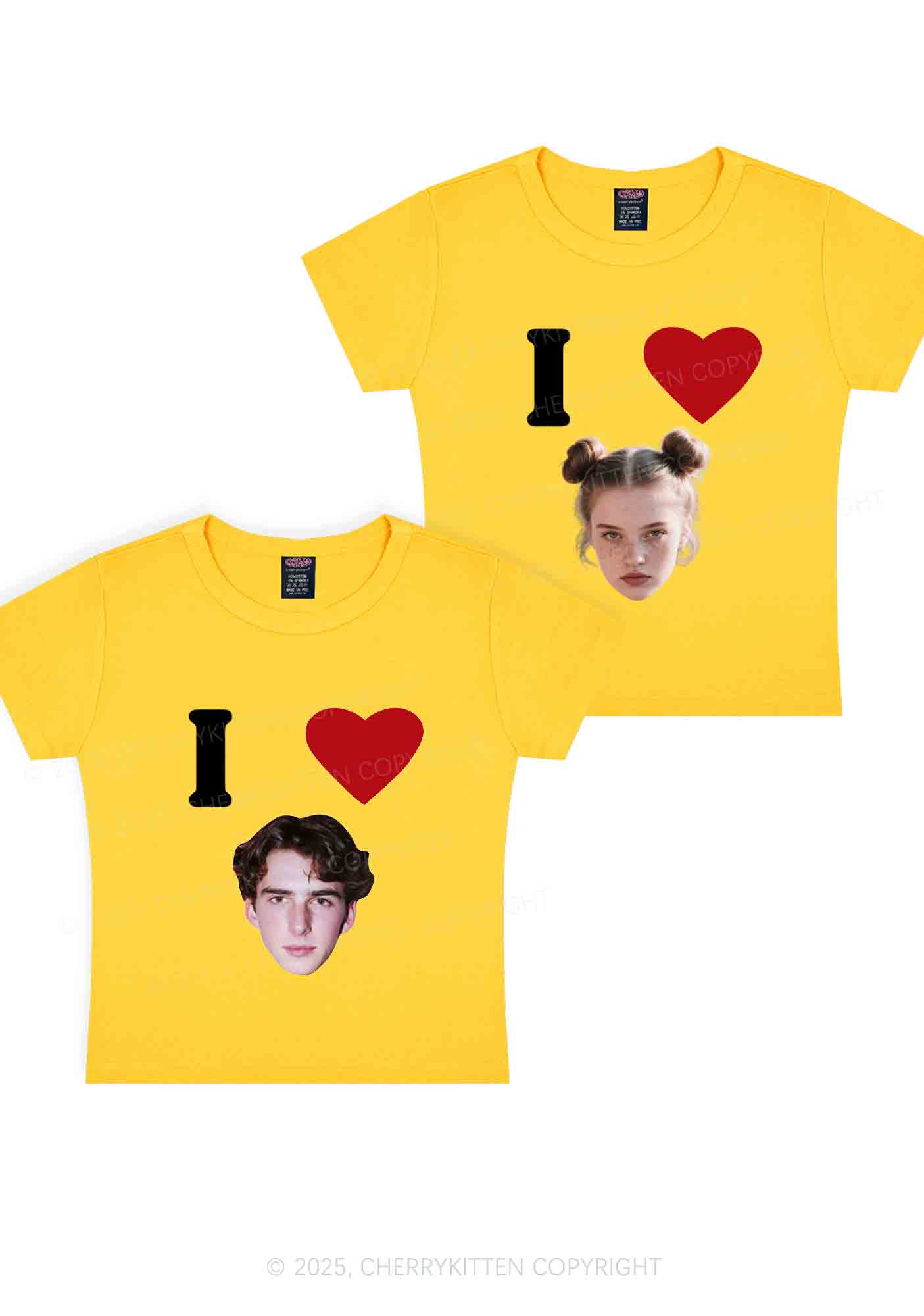 I Love Custom Portrait Y2K Valentine's Day Baby Tee Cherrykitten - Image 7
