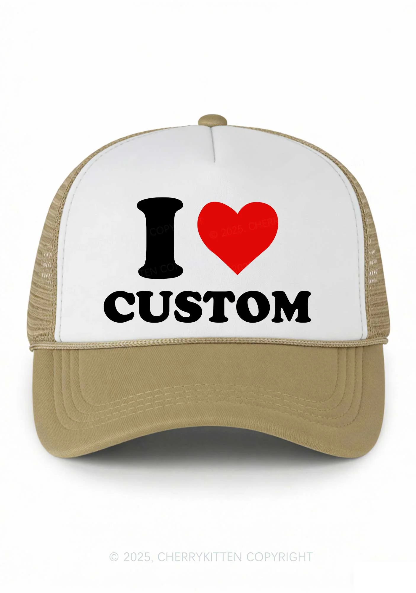 I Love Custom Valentine's Day Y2K Colorblock Trucker Hat Cherrykitten - Image 9