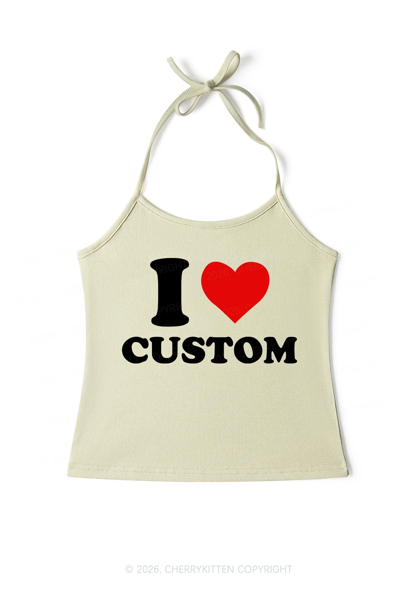 I Love Custom Valentine's Day Y2K Halter Neck Cami Cherrykitten - Image 6